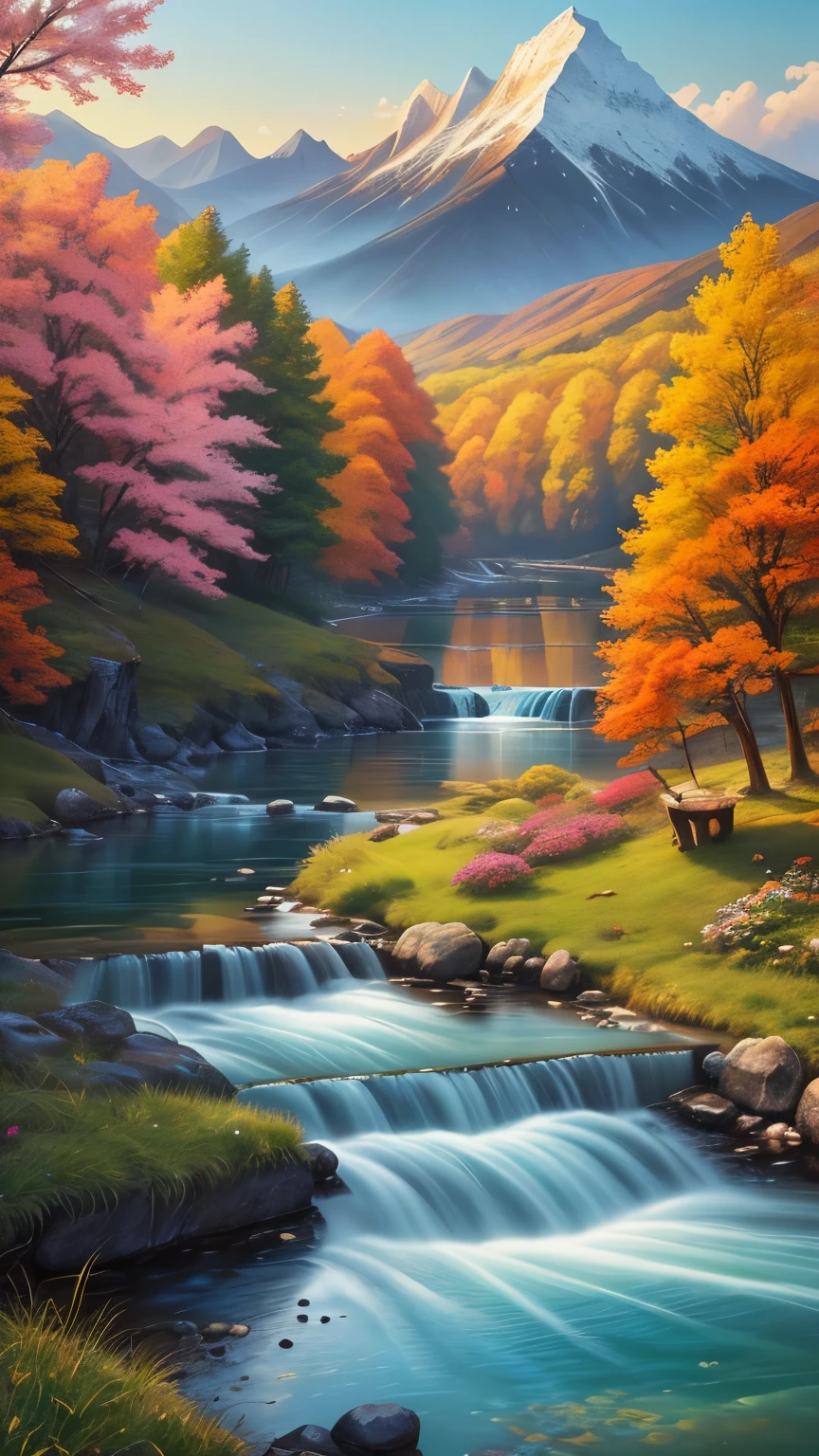 wallpaper,landscape,far mountain,water,Traditional Gangnam,のどかなlandscape,(非常に詳細な CG Unity 8k wallpaper),the most beautiful works of art in the world,Complex,high details,sharp focus,dramatic,Realistic Painting Art