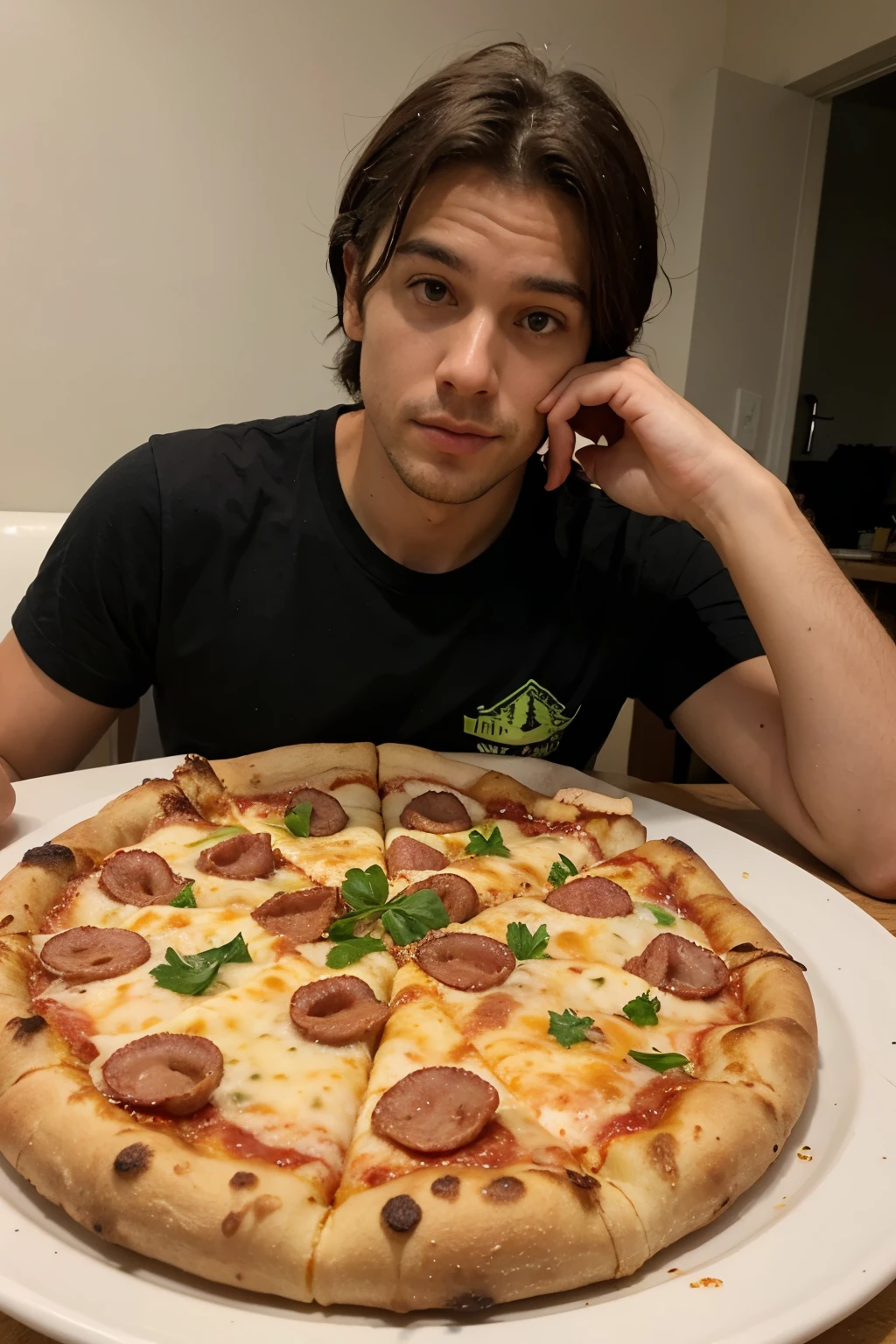 Pizza de Frango desfiado e Cheddar misturadas com tom brasileiro bastante recheada "cheddar em bisnaga derretida" - "uma arte realista" !