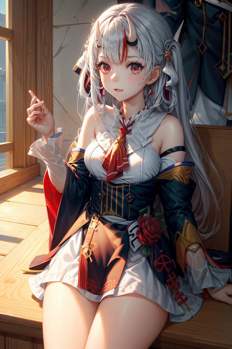 Anime girl sitting on chair in white dress, cute anime waifu in a nice dress, azur lane style, Guweiz in Pixiv ArtStation, trending on artstation pixiv, Guweiz on ArtStation Pixiv, Anime goddess, onmyoji, trending on cgstation, style of anime4 K, Guviz, perfect body, perfect breast,((Best quality, 8k, Masterpiece :1.3)), Sharp focus :1.2, Perfect body beauty: 1.4, lewd face and holding condoms,hand between leg,