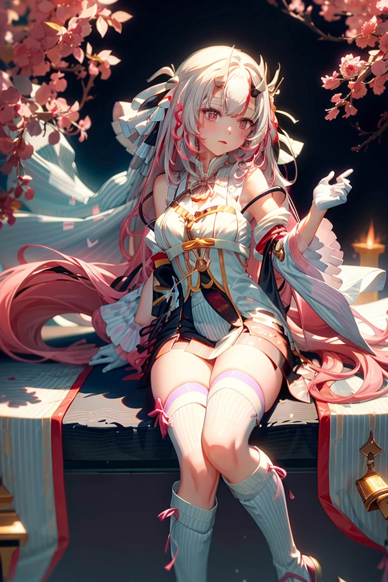 Anime girl sitting on chair in white dress, cute anime waifu in a nice dress, azur lane style, Guweiz in Pixiv ArtStation, trending on artstation pixiv, Guweiz on ArtStation Pixiv, Anime goddess, onmyoji, trending on cgstation, style of anime4 K, Guviz, perfect body, perfect breast,((Best quality, 8k, Masterpiece :1.3)), Sharp focus :1.2, Perfect body beauty: 1.4, lewd face and holding condoms,hand between leg,