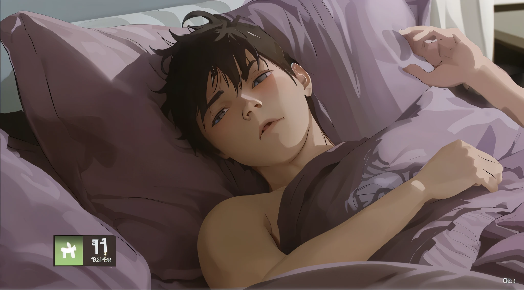 young 16 year old boy is waking up from sleep