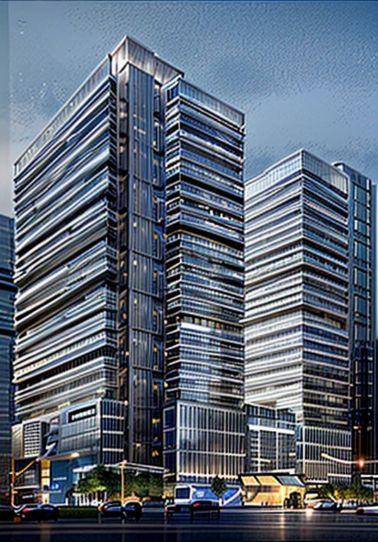masterpiece, best quality,(Future technology city:1.1),fantastic sense of light,river, Dense city, super high-rise buildings,high resolution,hyper quality,full details.bird 's-eye view, The complex features pedestrian streets and exquisite shops, with modern architectural facades creating a sleek and sophisticated environment. at the dawn atmosphere with Gorgeous City Light Show,The use of three-dimensional corridors and glass curtain wall towers adds to the overall futuristic feel of the scene, while realistic lighting and three-dimensional greenery create a sense of depth and vibrancy. The street planting is exquisitely detailed, adding a touch of natural beauty to the urban space. Rendered in high definition quality using 3D rendering software, the image is a breathtaking piece of urban design, strong contrast of light and shadow, Extreme material details, 4K,8K, high quality, shaped curves, curved buildings, strong glass reflections, shimmering, (SOM:1.1), (Zaha:1.2), interior building lights coming through in the shadows, clear architectural structures