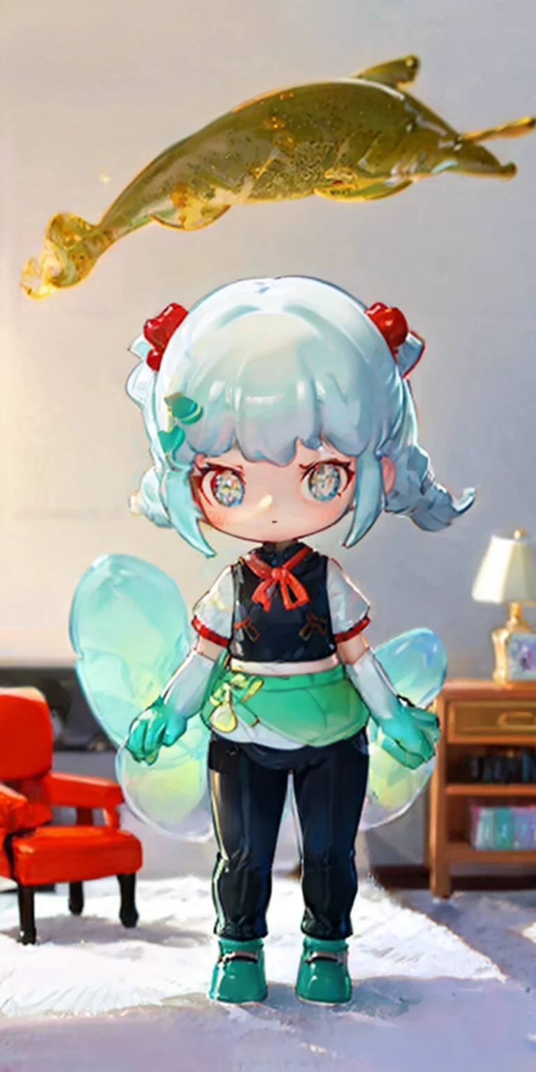 (((1 girl)),ray tracing,(dim lighting),[detailed background (bedroom)),((silver hair)),((silver hair)),(fluffy silver hair, plump slender girl)) with high ponytail)))) Avoid blonde eyes in the ominous bedroom (((girl wears intricately embroidered black high-waisted pants with pantyhose) and white ruffled bow gloves), showing a delicate slender figure and graceful curves, correct limbs, lying on the bed