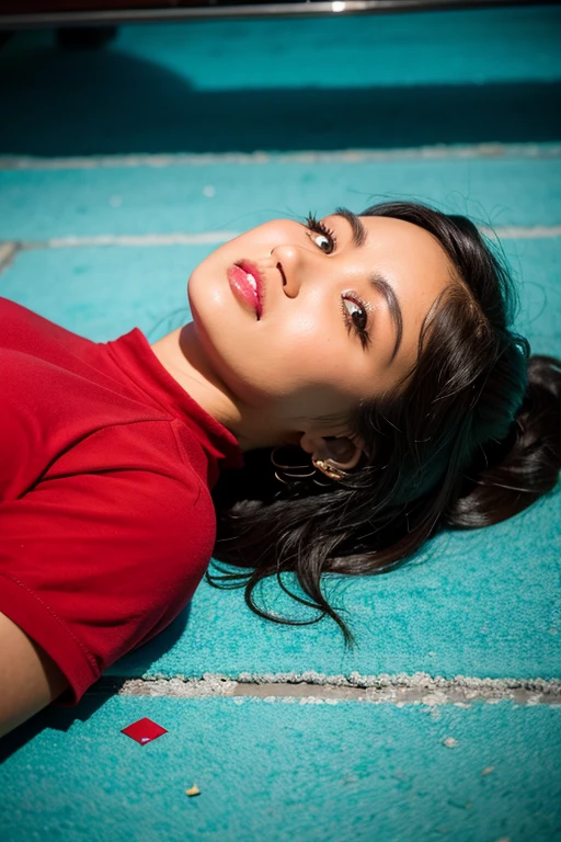 Mexican girl laying in blood