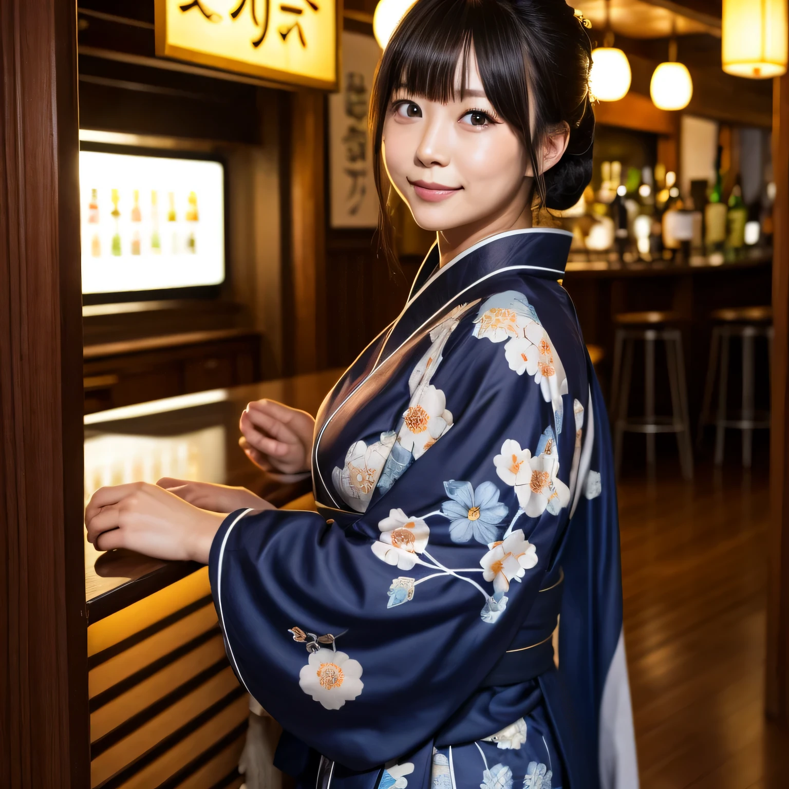 Japan bar district、Woman in Kimono