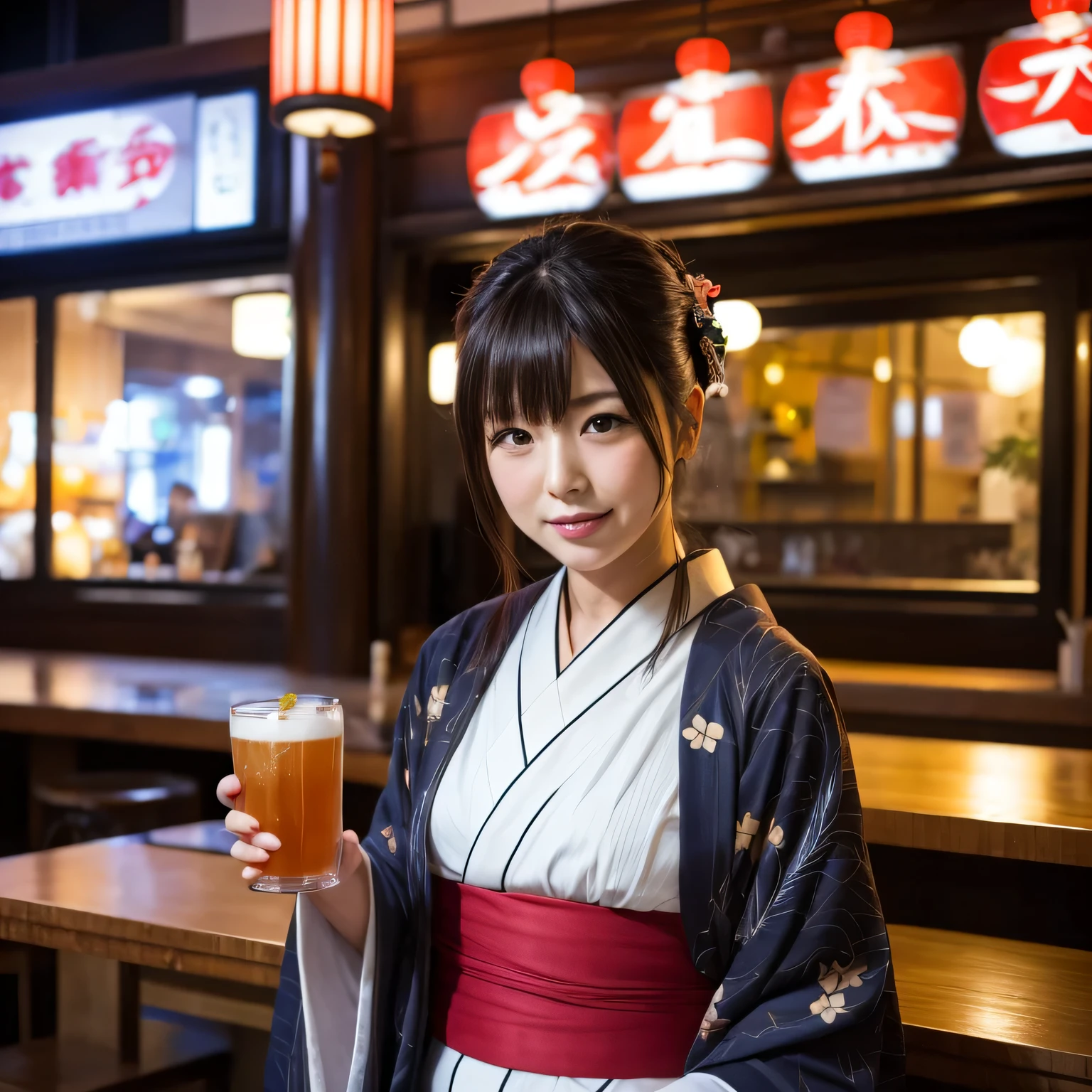 Japan bar district、Woman in Kimono