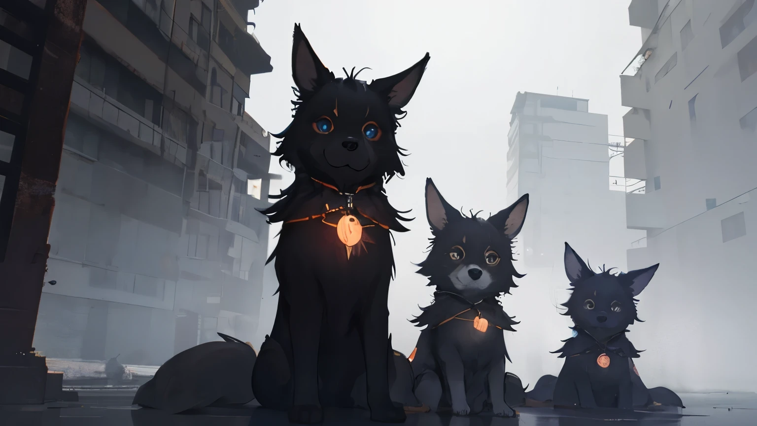 3d, darkness, shadow, different races, cute looking, Fog, Height 50CM, black hair, black eye, , Dark skin, canine, yordle, non-human, one