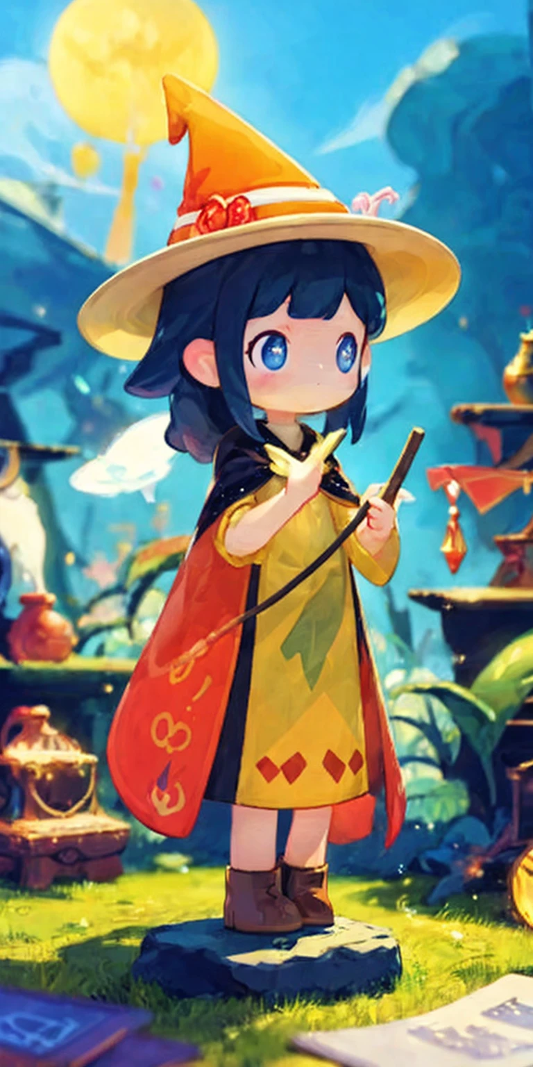 blindbox, masterpiece, best quality, ultra-detailed, illustration, 1girl, solo, fantasy, flying, broom, night sky, outdoors, magic, spells, moon, stars, clouds, wind, hair, cape, hat, boots, broomstick, glowing, mysterious, enchanting, whimsical, playful, adventurous, , wonder, imagination, determination, skill, speed, movement, energy, realism, naturalistic, figurative, representational, beauty, fantasy culture, mythology, fairy tales, folklore, legends, witches, wizards, magical creatures, fantasy worlds, composition, scale, foreground, middle ground, background, perspective, light, color, texture, detail, beauty, wonder.