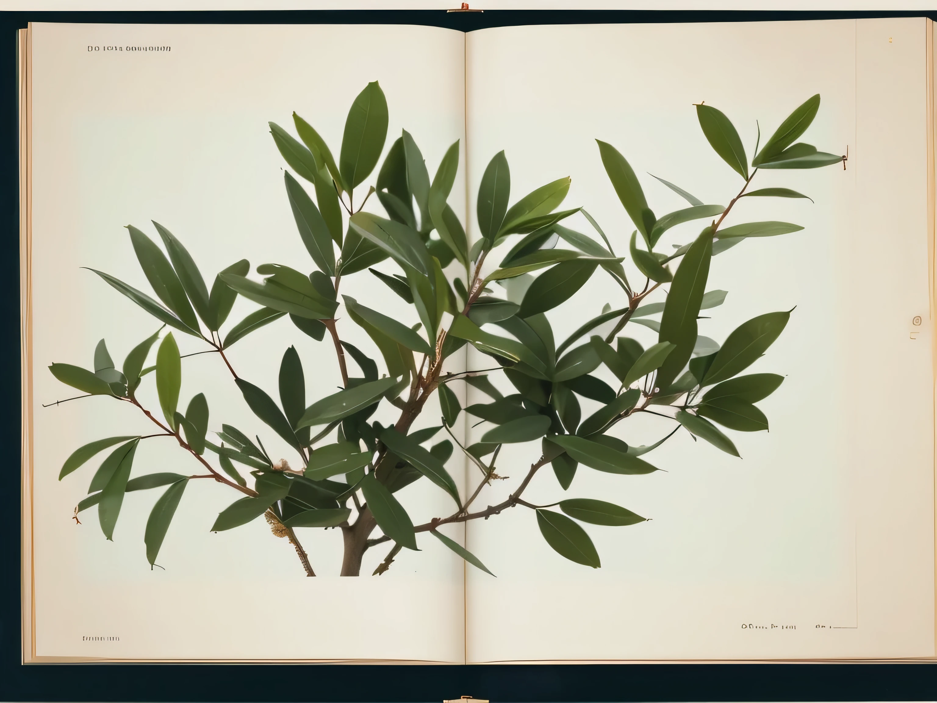 flatten a shrub branch,green leaves,Expand,scanning,specimen