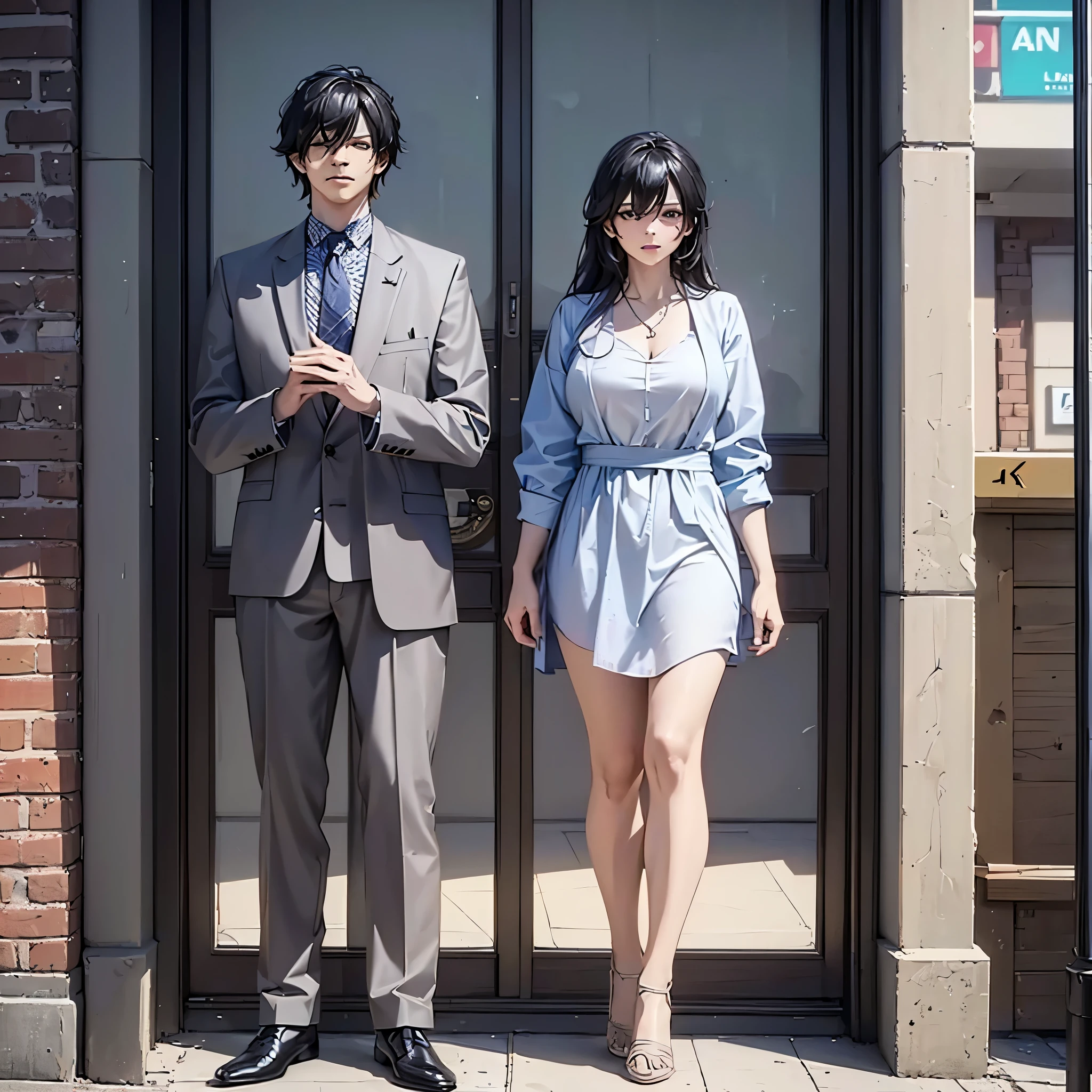 A man with his wife, with a daughter who looks like his wife, in a shopping mall,(best quality,4k,8k,highres,masterpiece:1.2),ultra-detailed,(realistic,photorealistic,photo-realistic:1.37)