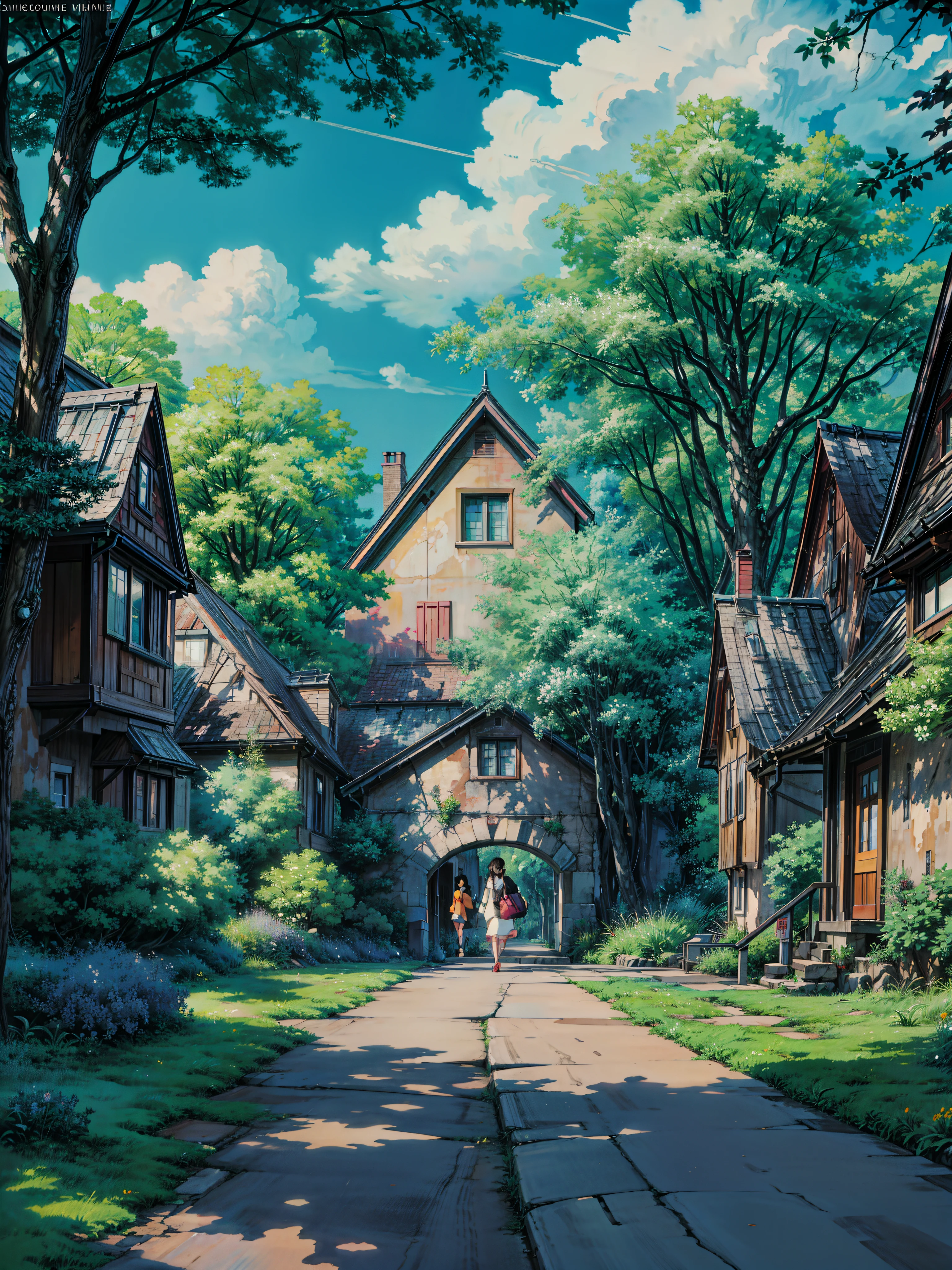 a street lined with lots of houses and trees, anime scenery, anime nature wallpap, anime. by makoto shinkai, anime landscape, anime nature, anime landscape wallpaper, anime beautiful peace scene, anime movie background, summer street, by Makoto Shinkai, by makoto shinkai, anime background art, peaceful suburban scene, studio ghibli environment, 4k hd,, beautiful art uhd 4 k, a beautiful artwork illustration, beautiful digital painting, highly detailed digital painting, beautiful digital artwork, detailed painting 4 k, very detailed digital painting, rich picturesque colors, gorgeous digital painting