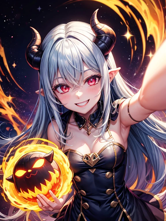 ,Cosmic power,Summon a terrifying demon god.,Smiling at the Demon God Waifu