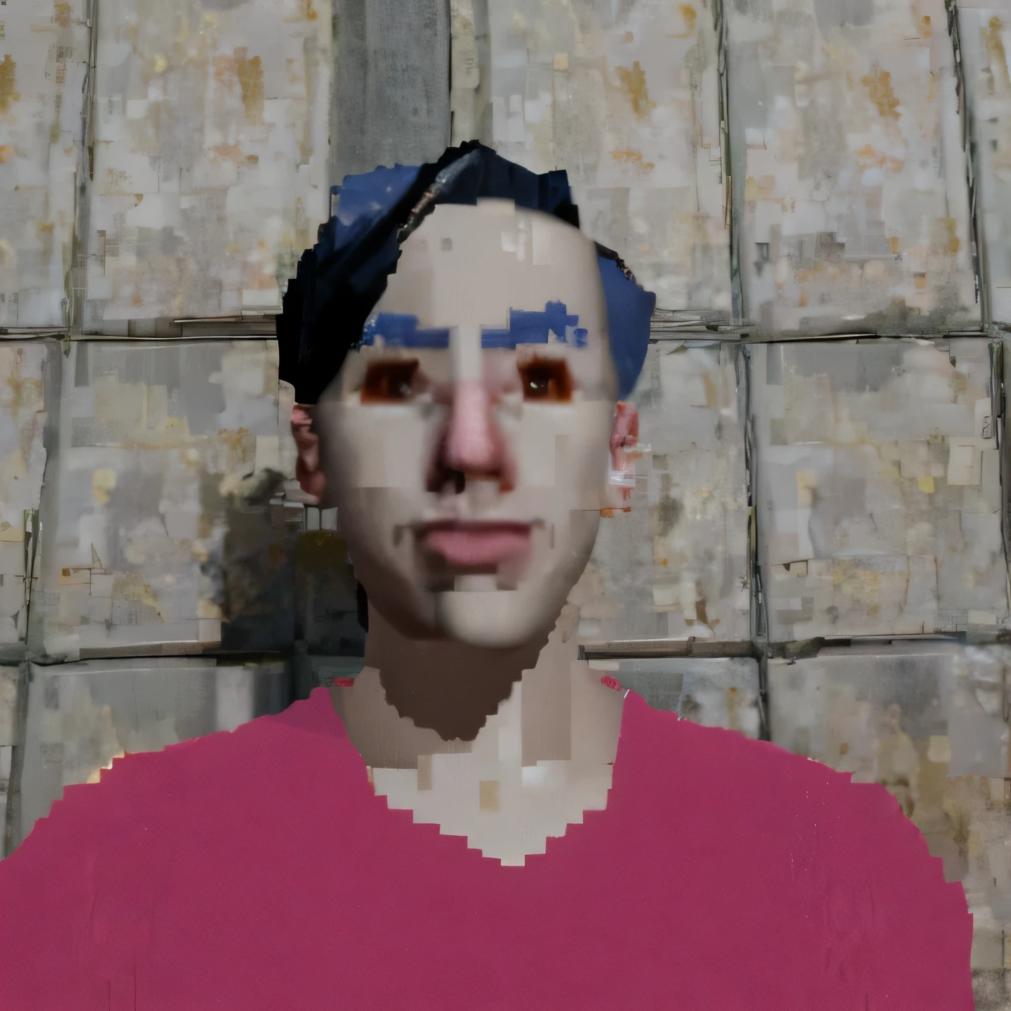 arafed man in a red shirt standing in front of a wall, frontal picture, around 1 9 years old, 2 7 years old, 2 3 years old, 2 8 years old, 2 2 years old, 2 9 years old, retro3d, glitch pixelart, game ps1, PlayStation psx gamecube, Bryce 3d, pixelated glitchart