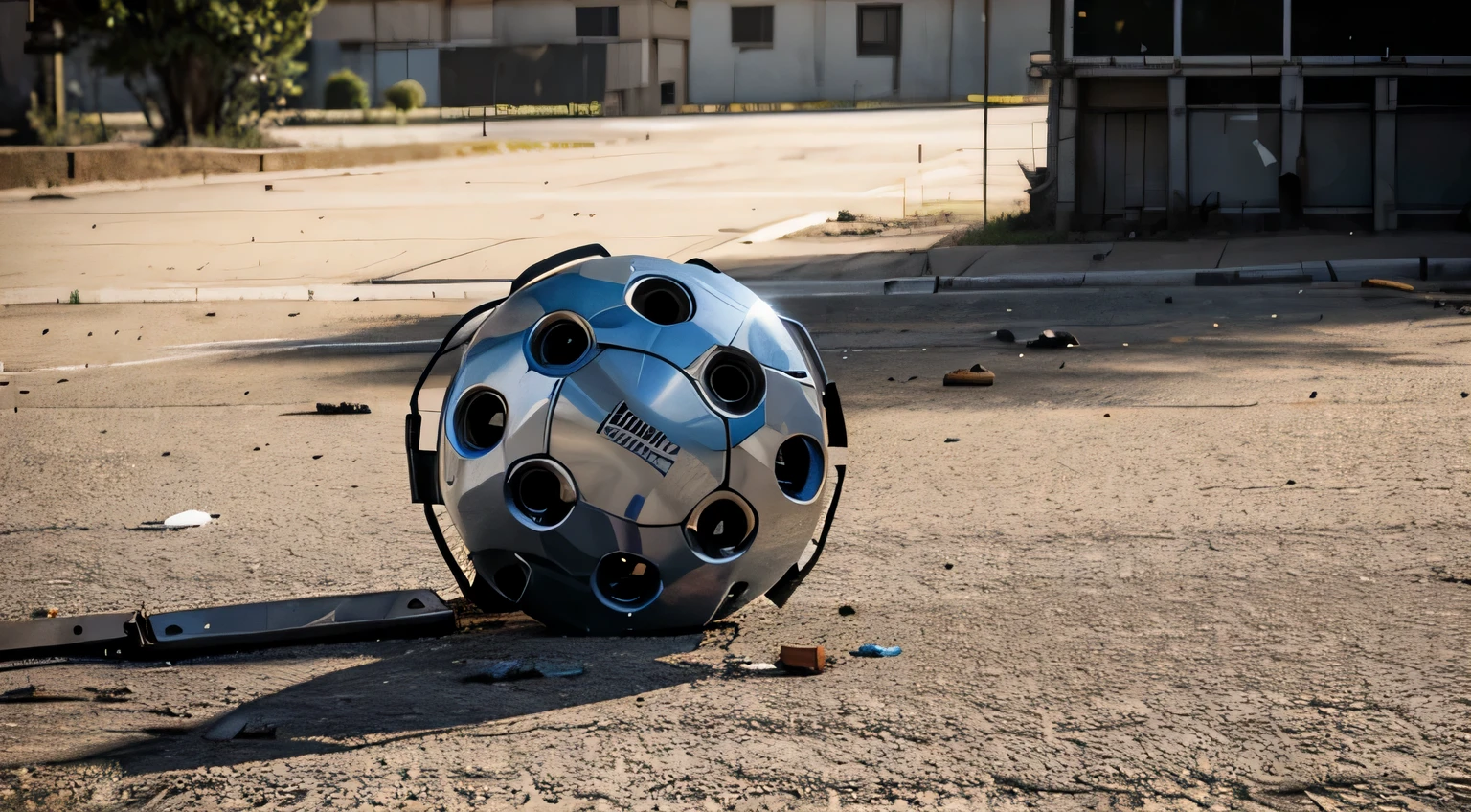 A robot destroyed and throw it on a ground