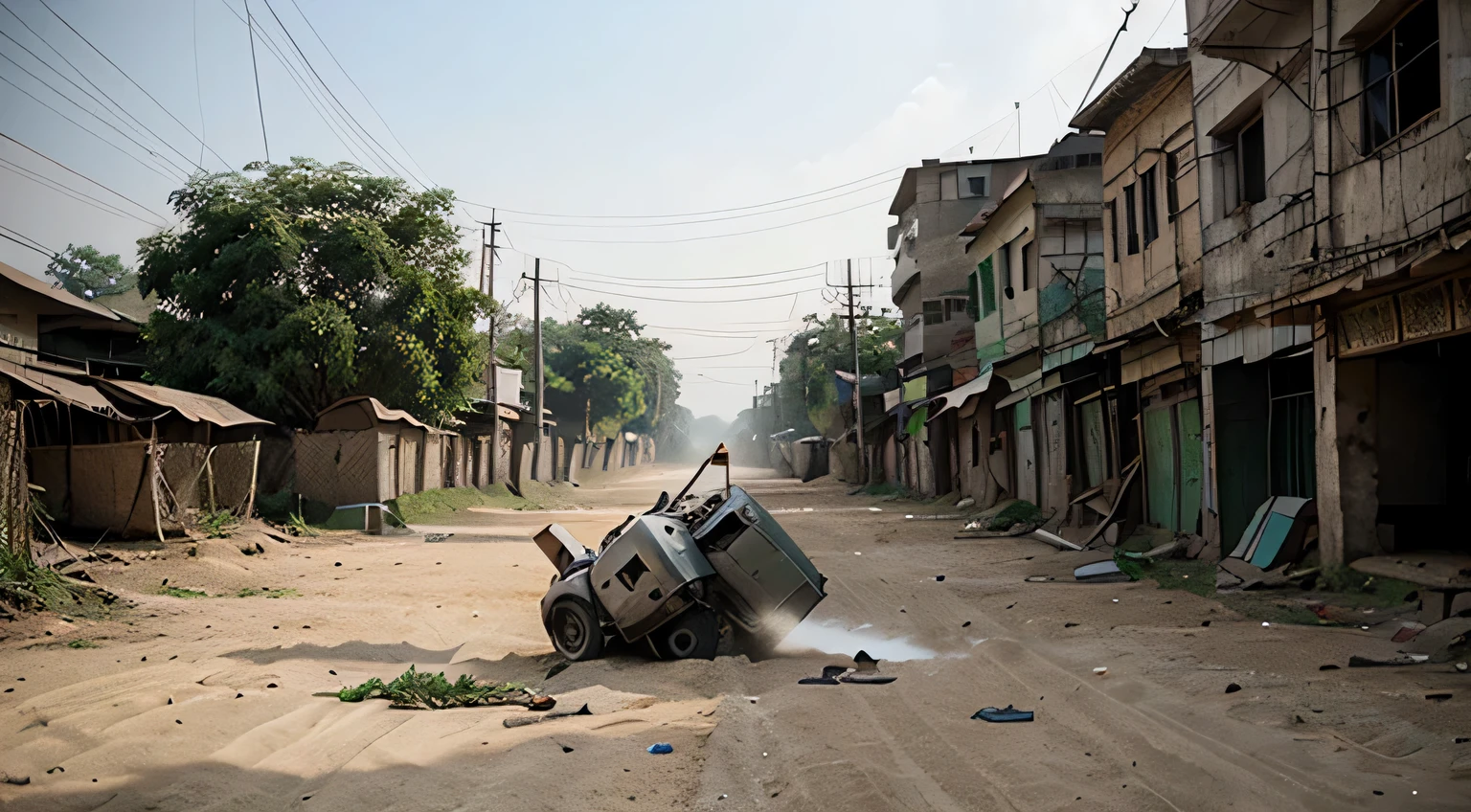 A robot destroyed and throw it on a bangladeshi village ground