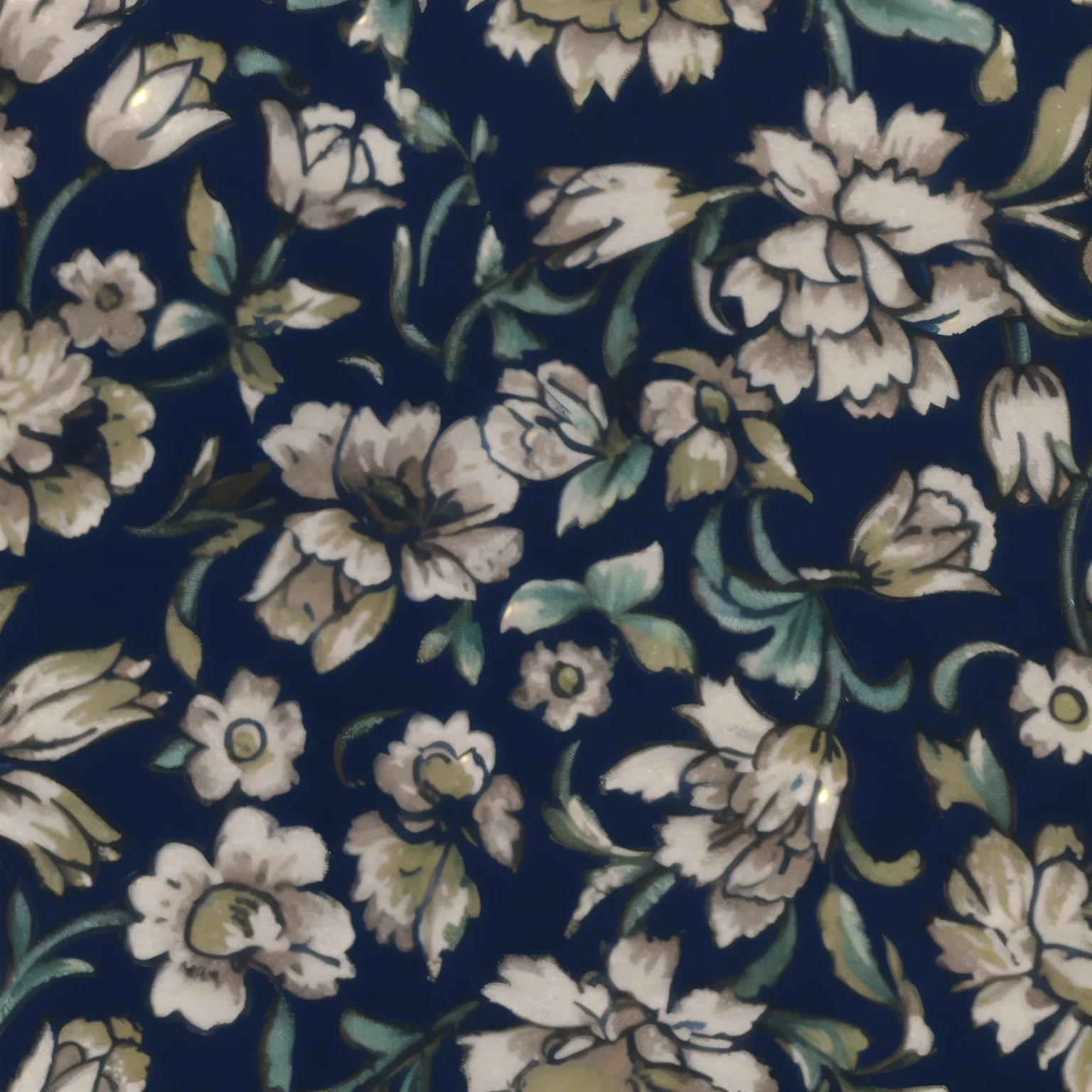 Close-up on blue background，There is a bouquet of flowers on it, inspired by William Morris, ornate flowery, flowery dream, flowery pattern, beatrice blue, Textile printing, Paisley, gorgeous flowers, gilded. flowery, Indigo blooming garden, Baroque fabric, flowery motives, blue forest with flowers, embroidered velvet, Jin brocade dark blue clothes