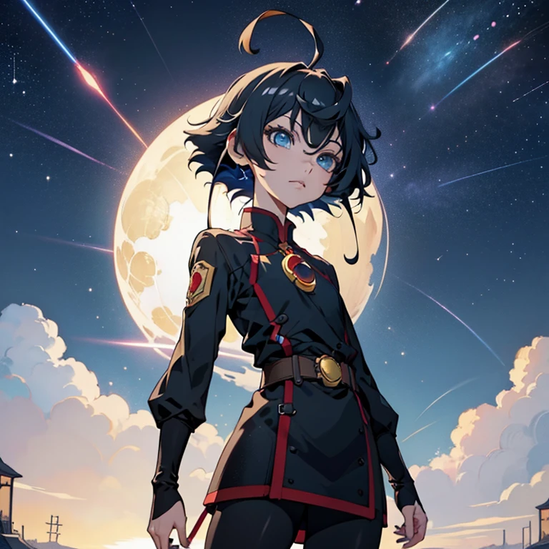 Anime girl standing on the roof and looking at the night sky with stars, Anime background 4k, Anime background 4 k, 4k Anime background, Anime art wallpaper 8k, Anime art wallpaper 4k, Anime art wallpaper 4k, 4K anime style, Makoto Shinkai Cyril Rolando, 4k manga wallpaper, Anime background, Amazing wallpaper, Shooting stars