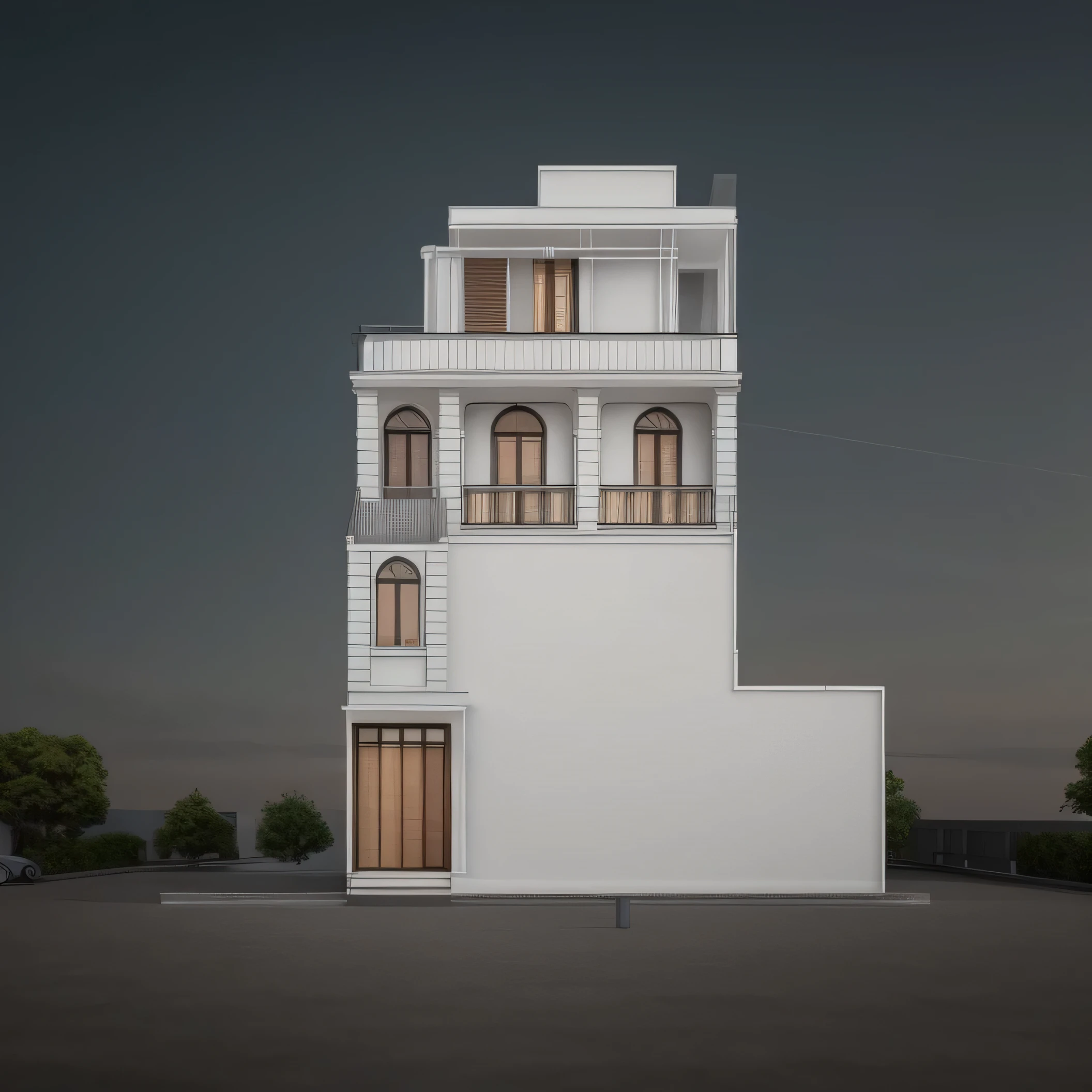 a drawing of a two story building with a balcony and balconies, elevation view, street elevation, front elevation, front elevation view, side elevation, 2d side view, front and side elevation, an extremely detailed building, by João Artur da Silva, architectural section, elevation, building facing, architectural plan, detailed architecture, highly detailed architecture, complete house