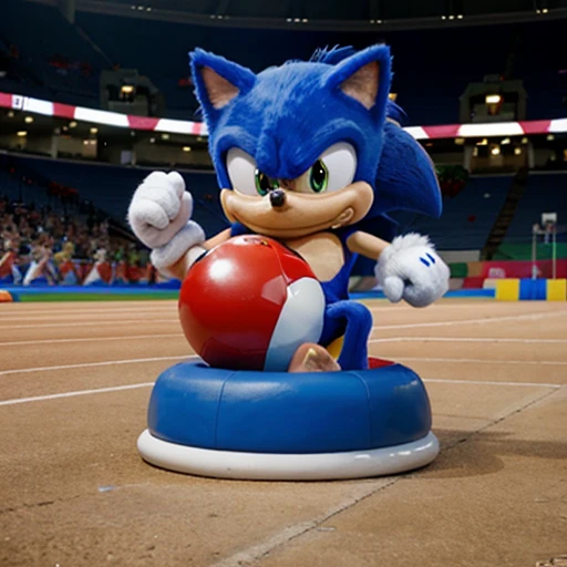 Sonic in the Olympics games against bowser