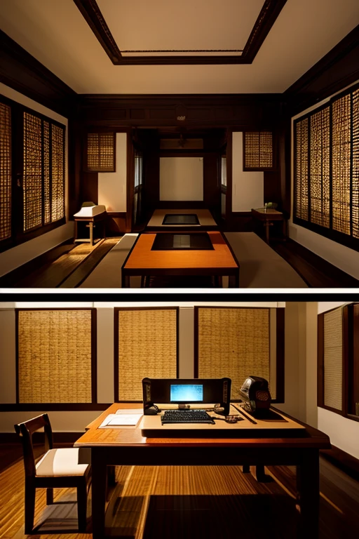 Princess Kaguya&#39;s room in the Heian period using a computer