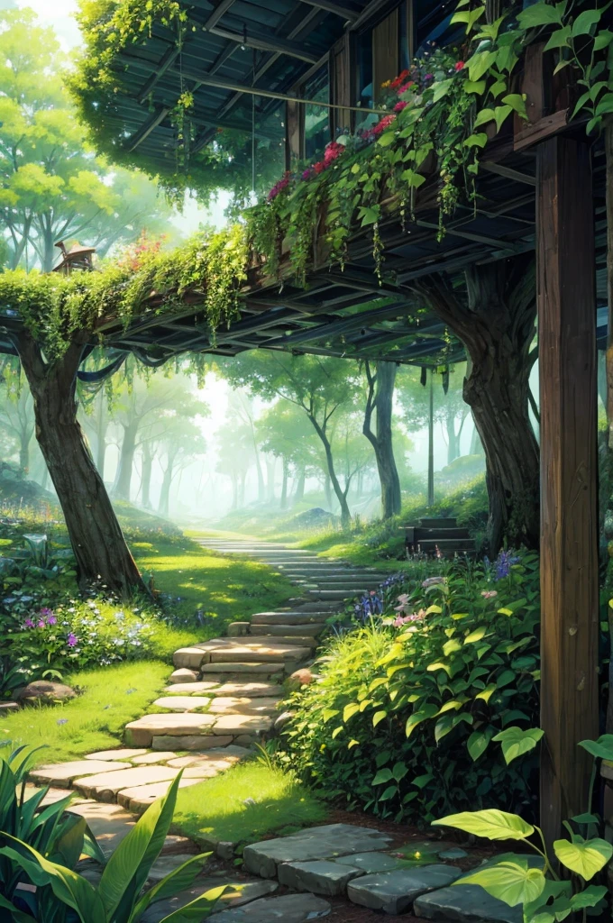 highest quality、lush forest and plants
