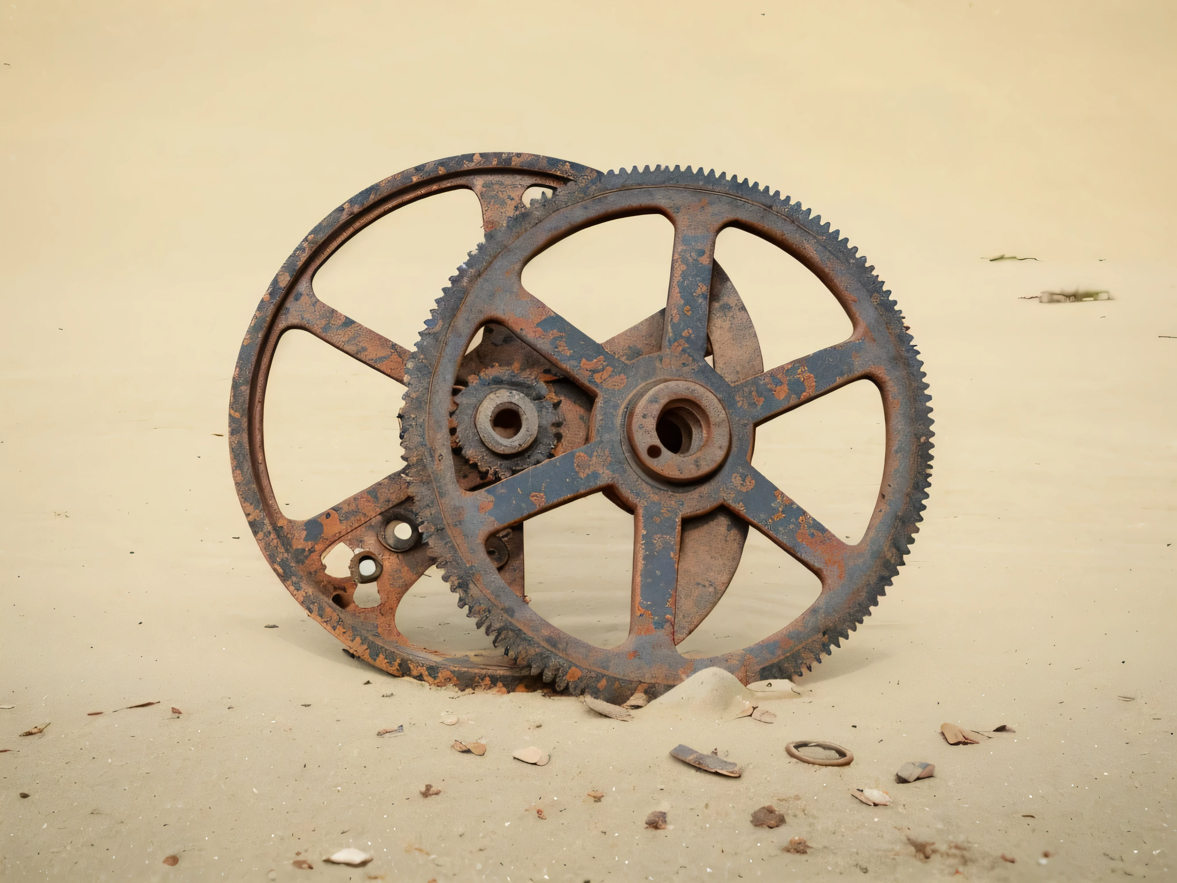 there is a rusty wheel with a rusted spoke on the side, gear, a rusty photo, (gear), gearwheels, wheel, Sergey Zabelin, cogwheel, mechanical gear, ((gear)), Alexei Egorov, gear, Damaged machinery, wheels, There are signs of rusty machinery, gear and wheels, old color photo