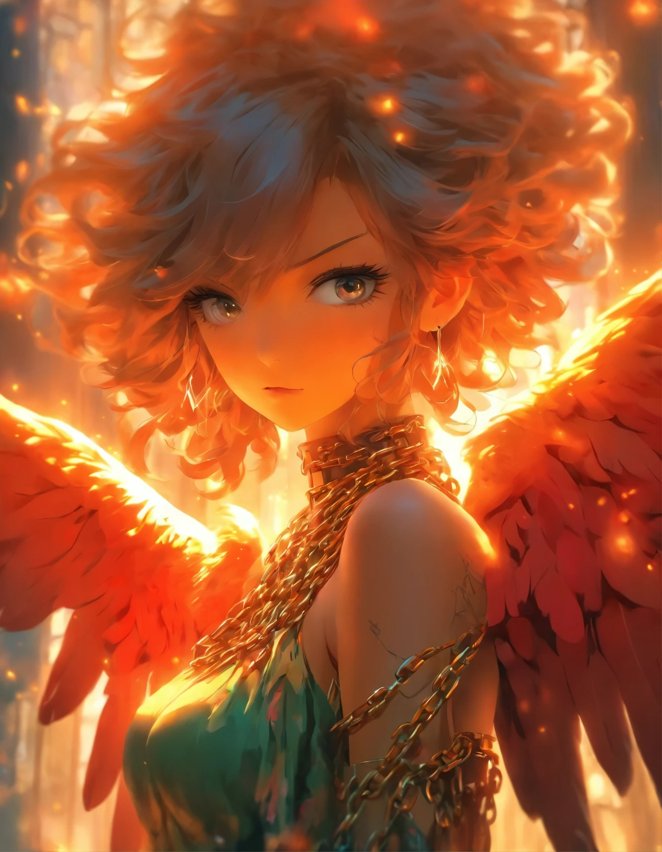 a woman with wings and chains on her chest, 🌺 cgsociety, by Yang J, wlop | artgerm, dawn cgsociety, fairy cgsociety, stunning cgsociety, devianart and cgsociety, [ trending on cgsociety ]!!, extremely detailed artgerm, trendin on artstation, chengwei pan on artstation