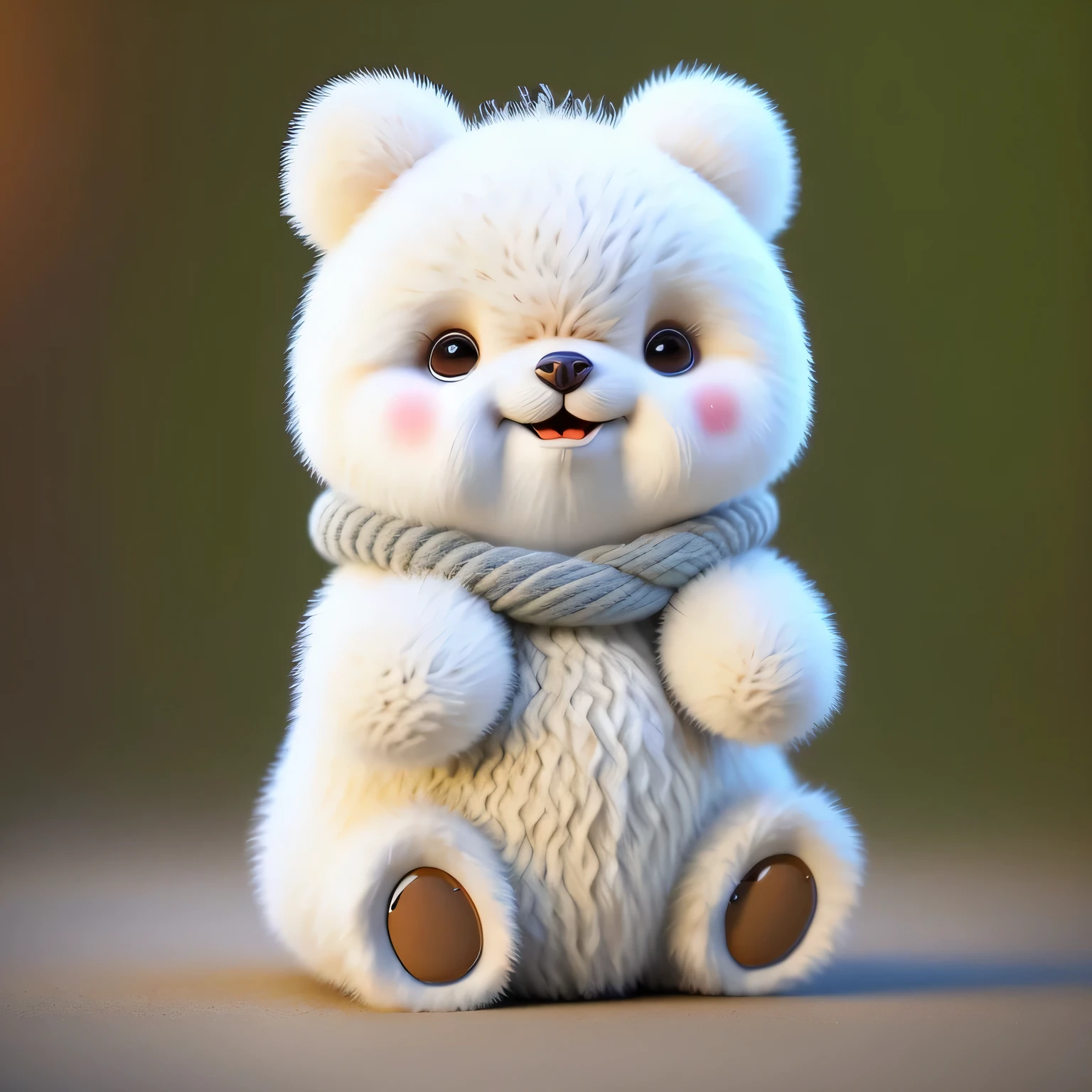 Cute little bear, hairy body, Happy expression, Interesting ears, round body, chubby figure, bright scene, soft light, dynamic picture.