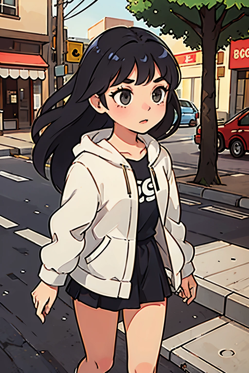 cute girl walk on the street