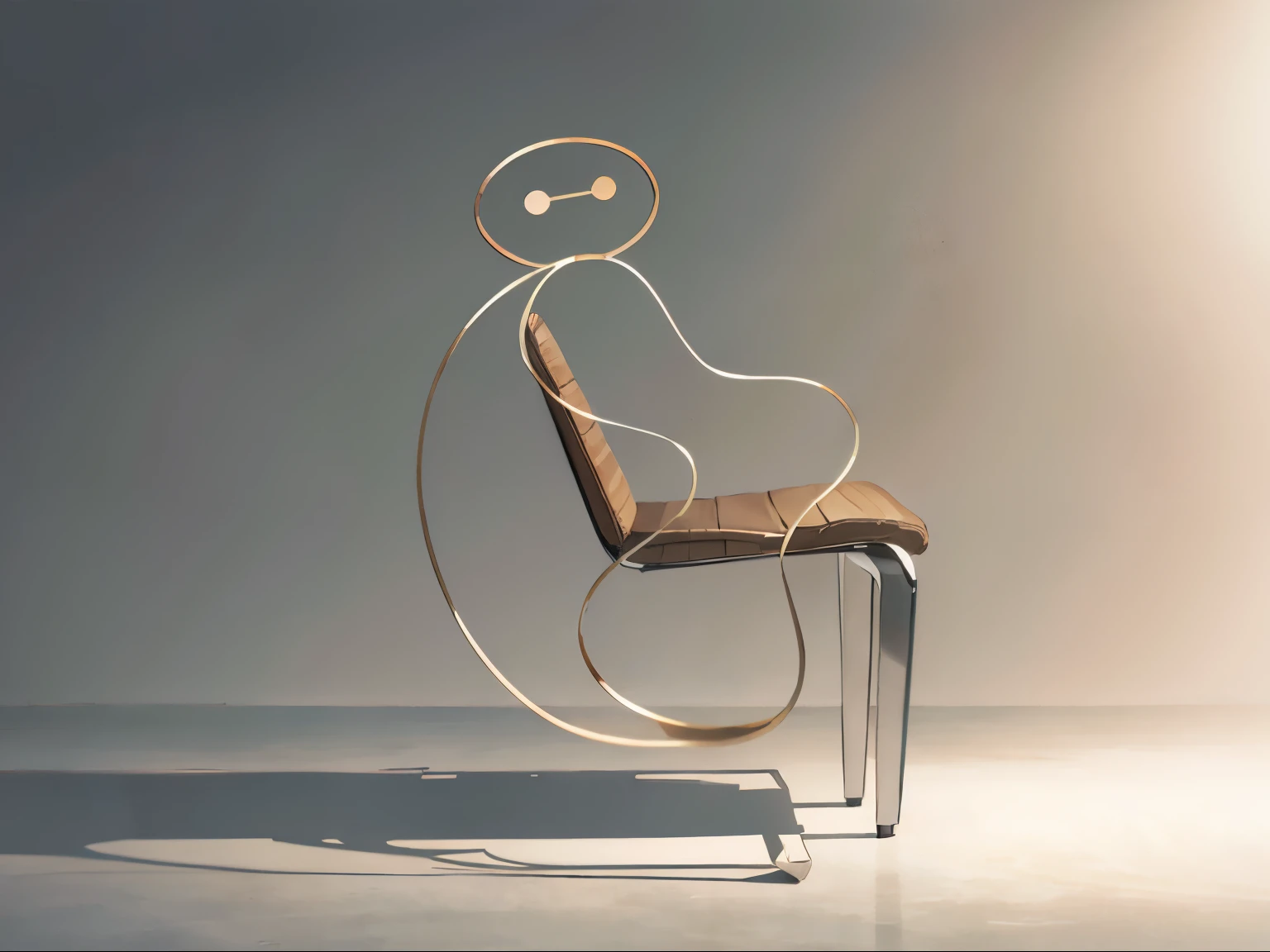 masterpiece, best quality,Chair，， bright, happy, pleasure, soft light, (Bauhaus, shape, Wire, Abstract:1.1)