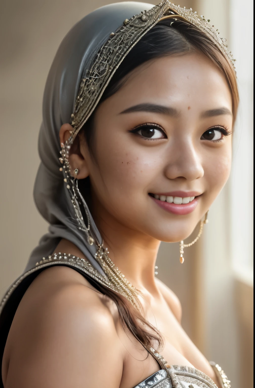 tzuyu, iu, yooa, 2girls, bellydancer, cleavage, two beautiful javanese and chinese with hijab and few soft freckles, mole below eyes, detail skin texture, smile, , dramatic light , Rembrandt lighting scheme, (hyperrealism:1.2), (8K UHD:1.2), (photorealistic:1.2), shot with Canon EOS 5D Mark IV, detailed face, detailed skin texture, 35mm, over-the-shoulder shot,cool-toned color grading, Deep Focus cinematography effect, Natural Lighting, high quality, ultra detail, 8k resolution,