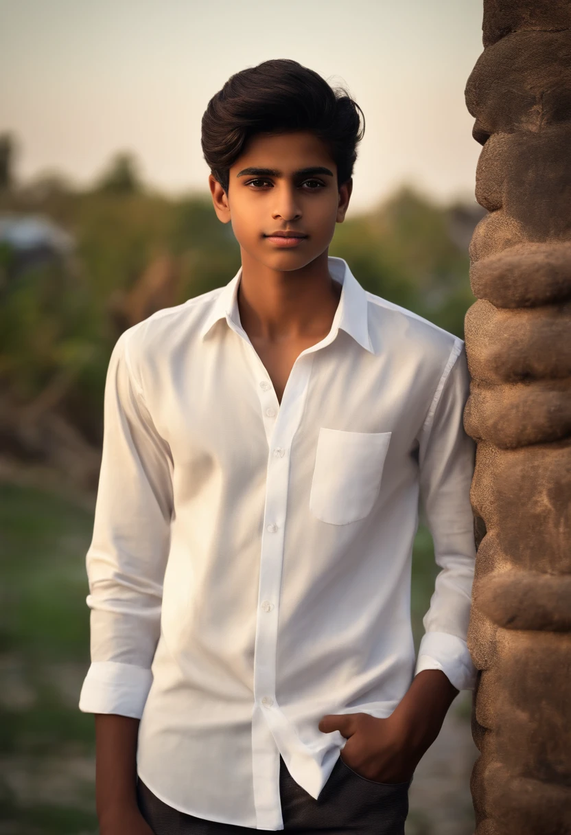ager pakistani brown boy, realistic, high resolution, at home, black pent white shirt and jogars