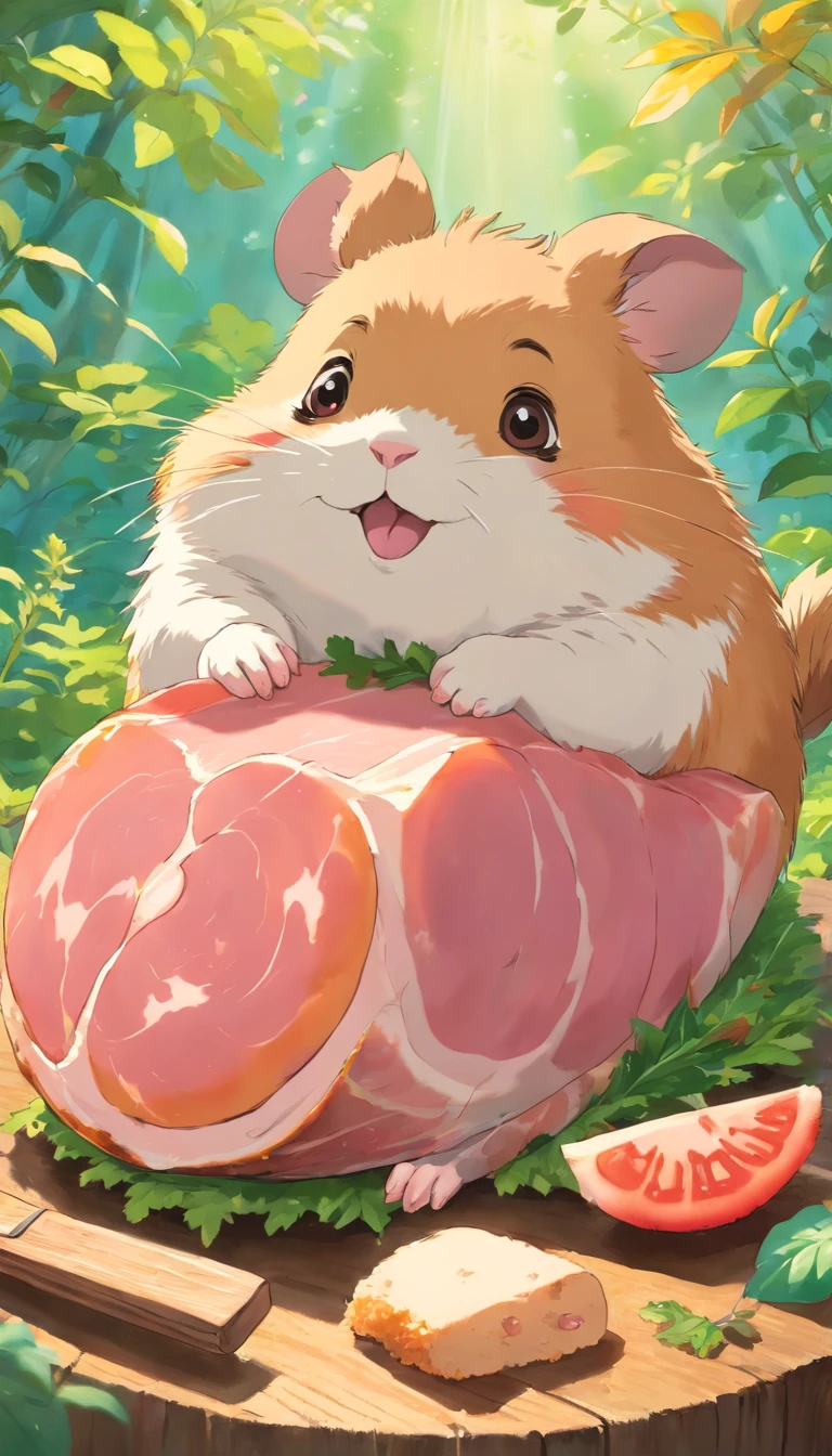 eating a big ham、cute hamster