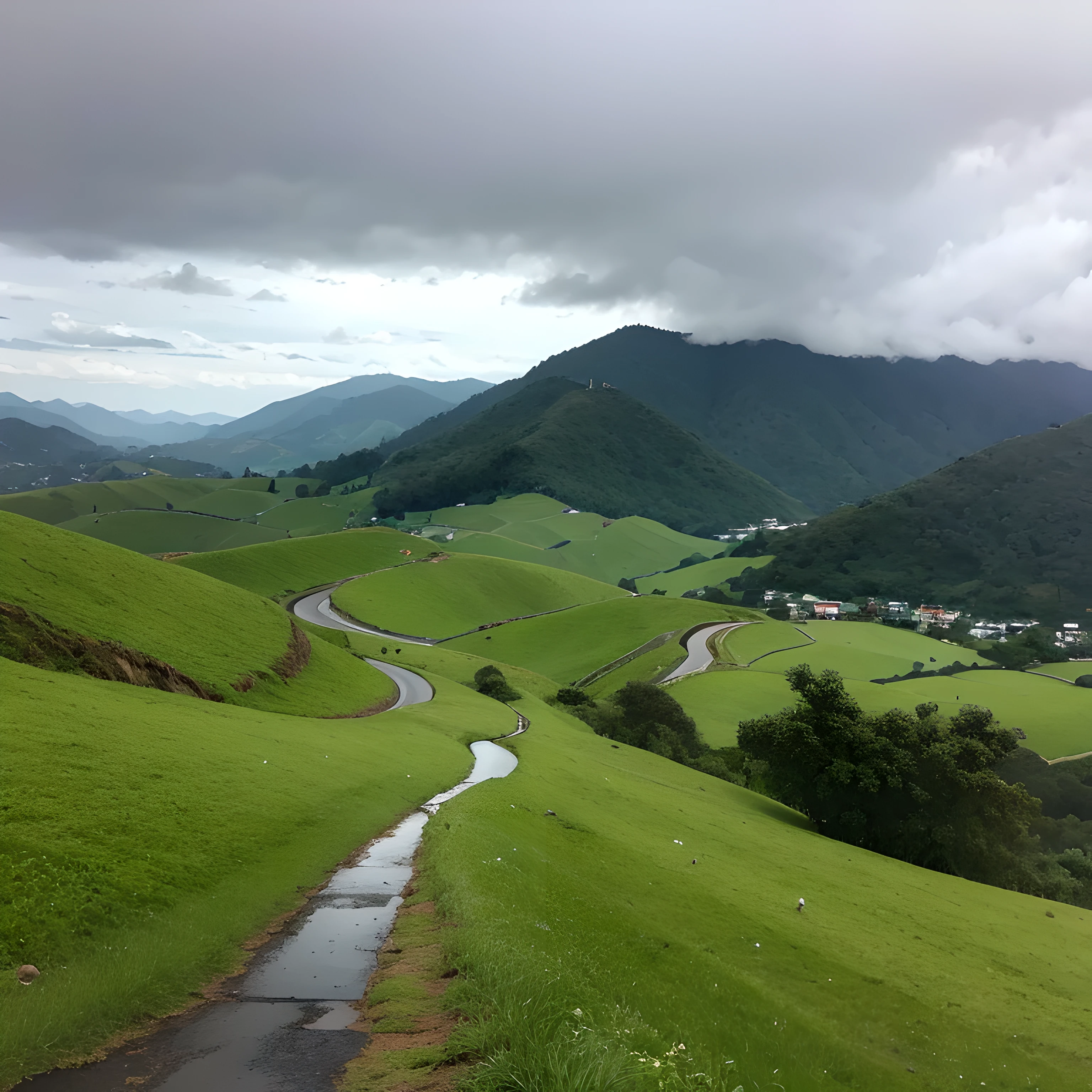 Hills, rain