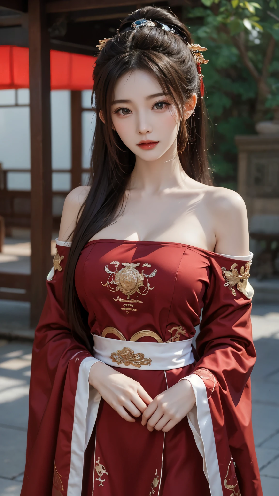 Close-up of a woman in a red dress posing for a photo, beautiful south korean woman, beautiful young korean woman, gorgeous young korean woman, korean girl, beautiful asian girl, Asian girl with long hair, glow red, 8k artistic german bokeh, Chinese girl, korean woman, Urzan, beautiful asian woman, Gorgeous Chinese model, high quality portraits