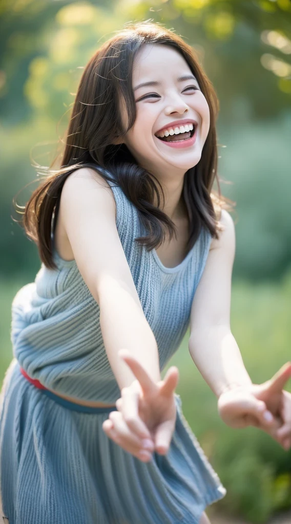 1girl in(((Laughing)))、Reaching the climax:1.3, masterpiece, fleeing Background bokeh:1.5