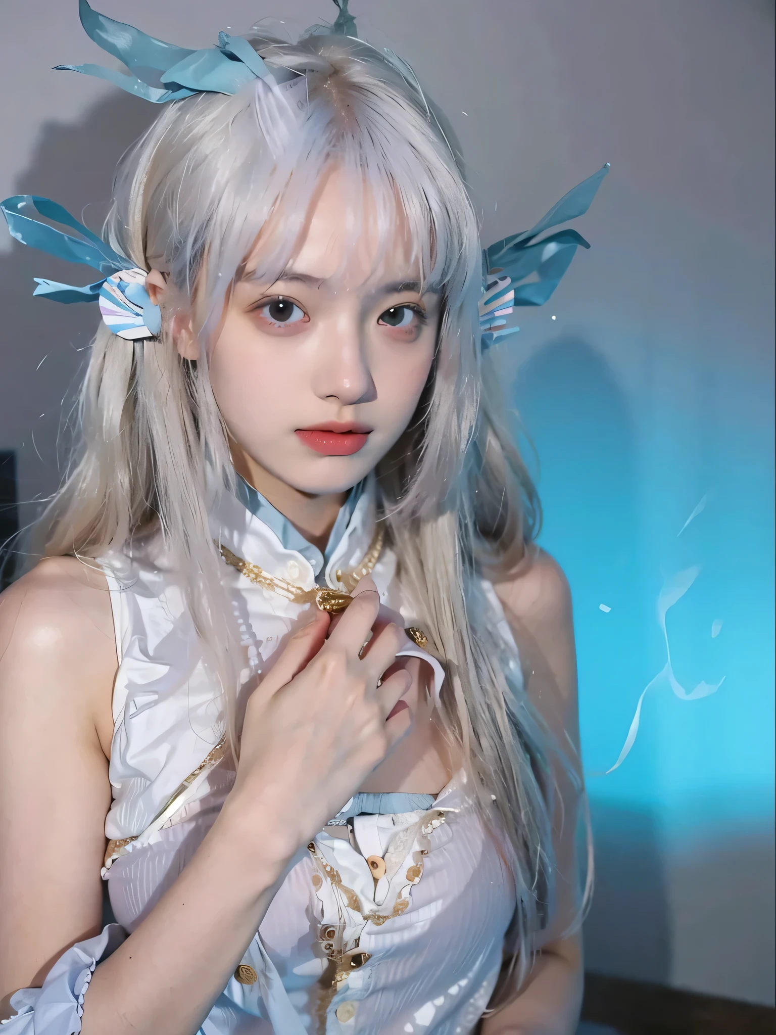 (Big breasts:1.4),(competition swimsuit:1.4),(best quality,masterpiece,ultra high resolution,(lifelike:1.4),1 girl,(16 years old:1.4),(Partially unbuttoned:1.5),