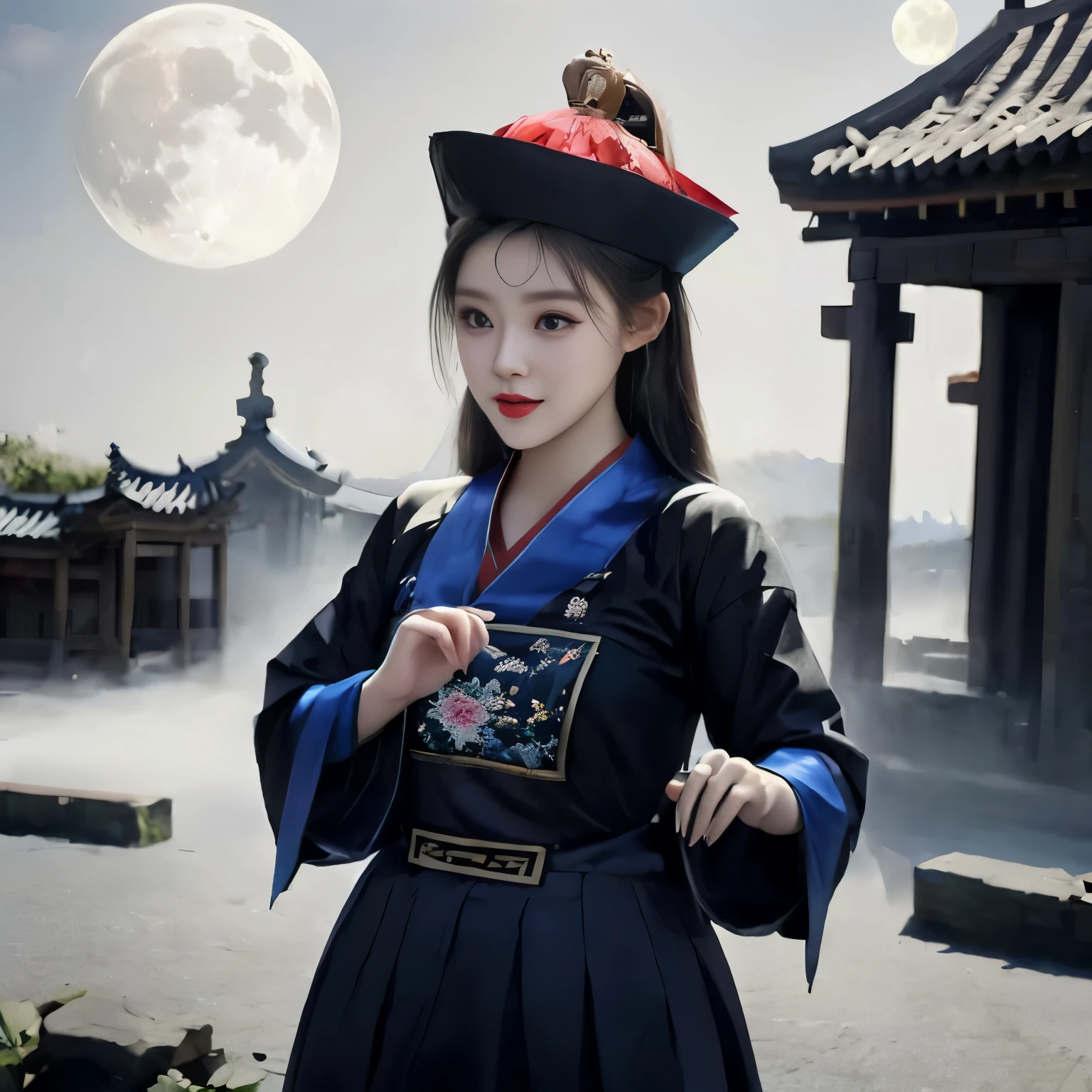 there is a woman in a traditional korean dress posing for a picture, hanfu, palace , a girl in hanfu, lunar themed attire, with acient chinese clothes, chinese costume, traditional chinese clothing, traditional geisha clothing, wearing ancient chinese clothes, chinese style, japanese clothes, traditional tai costume, intricate geisha kimono, japaneese style, japanese goddess