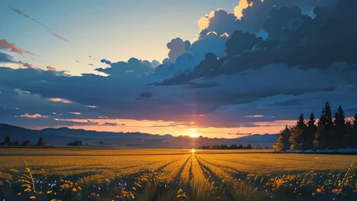 masterpiece, best quality, field, landscape, night