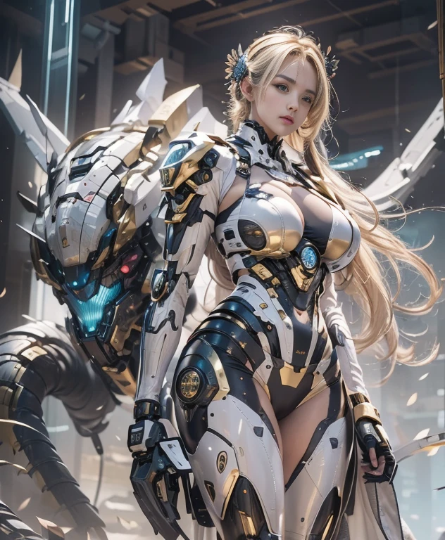 （（master piece，best quality）），figure，Ultra-detailed 8K，clear focus，very detailed，professional lighting，colorful details，girl and mecha，Beautiful woman，Lottalewds large mecha，cramped，light shines，light shines，intricate details，（（A girl stands in front of the audience）），Close-up，Upper body、camel toe、huge tit、nipple puff、cleavage、