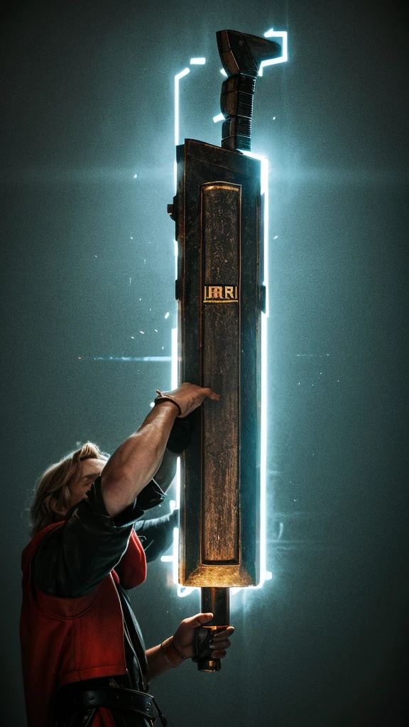 Hirl with big  holding Thor's hammer 