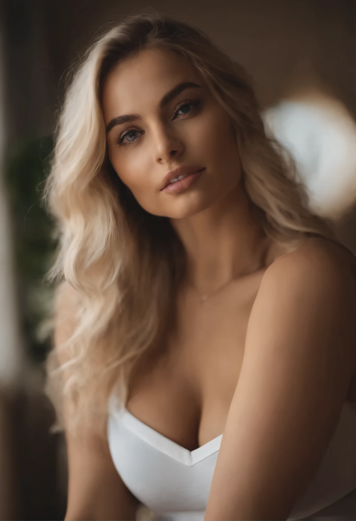 Oman with matching tank top and panties, fille sexy aux yeux bleus, Portrait de Sophie Mudd, Portrait de Corinna Kopf, cheveux blonds et grands yeux, selfie d'une jeune femme, ohne Maquillage, maquillage naturel, Regardez directement dans la caméra, Visage avec Artgram, maquillage subtil, Superbe photo du corps entier, dans la chambre, gros seins, blond, Latin