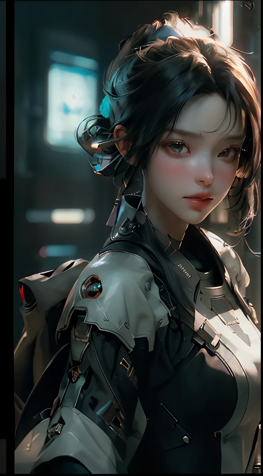 ((Best quality)), ((masterpiece)), (detailed:1.4), 3D, an image of a beautiful cyberpunk female,HDR (High Dynamic Range),Ray Tracing,NVIDIA RTX,Super-Resolution,Unreal 5,Subsurface scattering,PBR Texturing,Post-processing,Anisotropic Filtering,Depth-of-field,Maximum clarity and sharpness,Multi-layered textures,Albedo and Specular maps,Surface shading,Accurate simulation of light-material interaction,Perfect proportions,Octane Render,Two-tone lighting,Wide aperture,Low ISO,White balance,Rule of thirds,8K RAW,