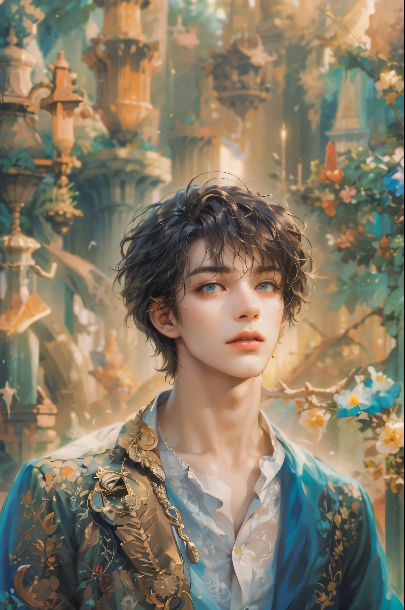 (masterpiece, top quality, best quality, official art, beautiful and aesthetic:1.2), boy, handsome, extreme detailed faces, (fractal art:1.3), colorful, highest detailed, (perfect face), shiny skin, HDR, cantarella, extremely detailed surroundings, 