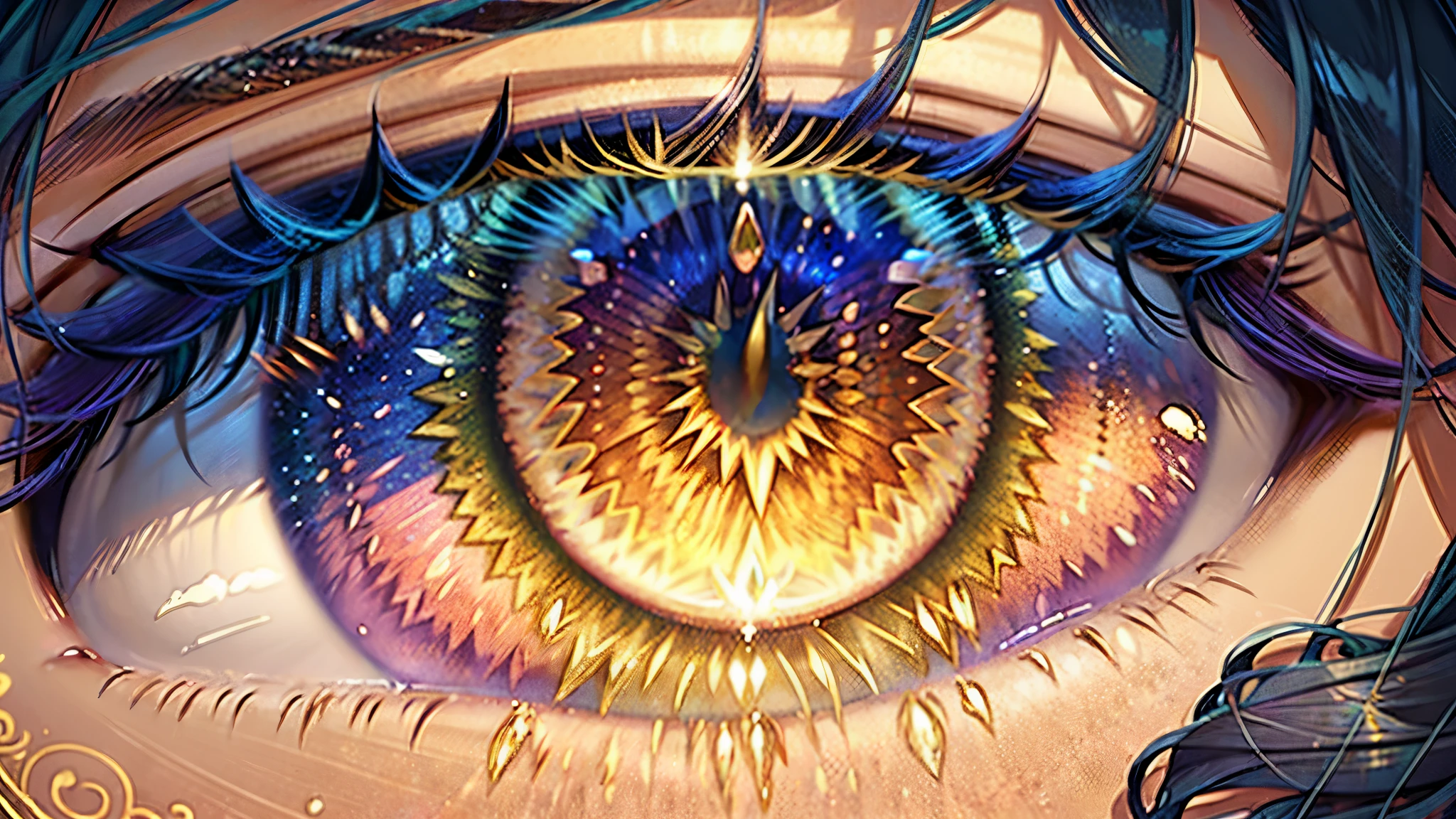 In the mystical land of Prismara, where magic weaves through the very fabric of reality, there exists a phenomenon unlike any other: Eyes of the Prism. These are not ordinary eyes; they are portals to a kaleidoscope of colors and intricate details, shimmering with the ethereal light of fantasy. As the sun sets over the horizon, casting its golden glow upon the land, the Eyes of the Prism come alive with a radiant brilliance. Each iris is a mesmerizing tapestry of hues, from the deepest sapphire blues to the fiery crimson of sunset skies, swirling and dancing like stars in the night. But it is not just the colors that captivate those who gaze upon them. Within the depths of these prismatic orbs lie secrets untold, whispers of ancient spells and forgotten lore. They are windows to other realms, where dreams take flight and imagination knows no bounds. Your task is to craft a tale within this fantastical realm, exploring the mystery and wonder of the Eyes of the Prism. Who possesses these extraordinary eyes, and what adventures do they embark upon? How do the colors and details within the eyes shape their destiny, and what mysteries do they uncover along the way? Let your imagination run wild amidst the vibrant hues and dazzling light of Prismara's Eyes of the Prism.