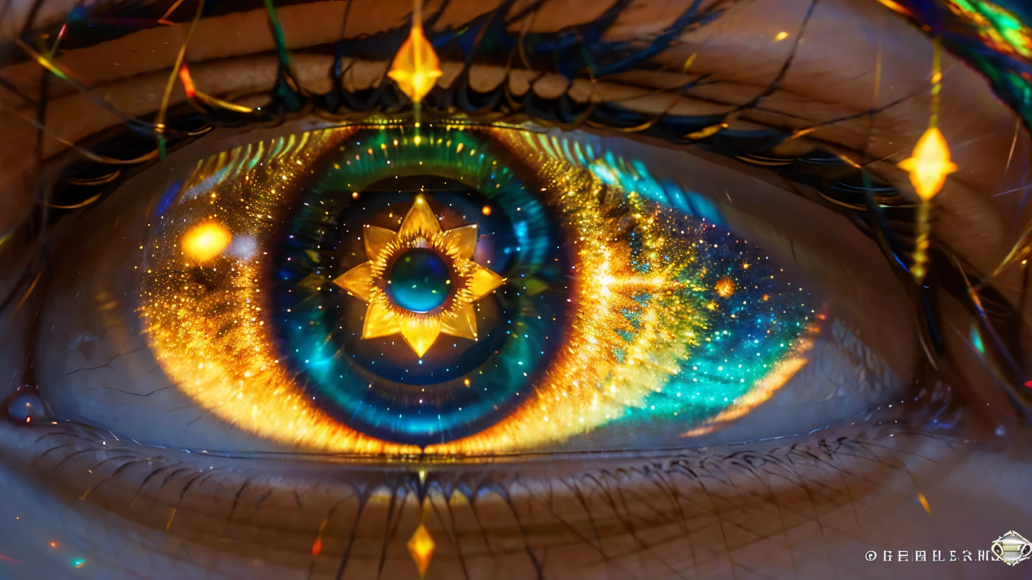 In the mystical land of Prismara, where magic weaves through the very fabric of reality, there exists a phenomenon unlike any other: Eyes of the Prism. These are not ordinary eyes; they are portals to a kaleidoscope of colors and intricate details, shimmering with the ethereal light of fantasy. As the sun sets over the horizon, casting its golden glow upon the land, the Eyes of the Prism come alive with a radiant brilliance. Each iris is a mesmerizing tapestry of hues, from the deepest sapphire blues to the fiery crimson of sunset skies, swirling and dancing like stars in the night. But it is not just the colors that captivate those who gaze upon them. Within the depths of these prismatic orbs lie secrets untold, whispers of ancient spells and forgotten lore. They are windows to other realms, where dreams take flight and imagination knows no bounds. Your task is to craft a tale within this fantastical realm, exploring the mystery and wonder of the Eyes of the Prism. Who possesses these extraordinary eyes, and what adventures do they embark upon? How do the colors and details within the eyes shape their destiny, and what mysteries do they uncover along the way? Let your imagination run wild amidst the vibrant hues and dazzling light of Prismara's Eyes of the Prism.