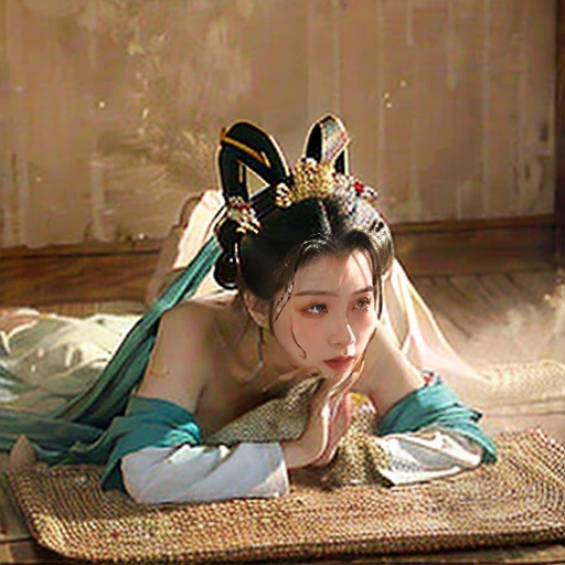 NSFW、perfect face、Mrs. Mi、Three Kingdoms、battle of nagasaka、dirty with dust and mud、big 、full nude、full body、big areola、Pubic hair of the same color as the hair、In a dark, shabby hut、messy hair、sweating、after being raped、Are crying、looking at me with a frightened face、Lying on one's back on a mat