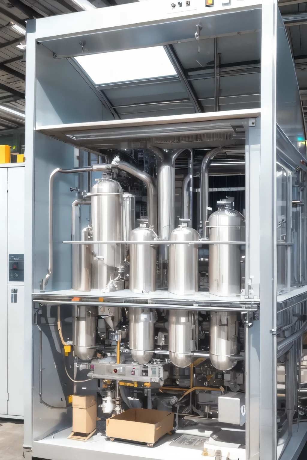 stainless steel falling film evaporator, didactic illustration with numbers identifying the parts
