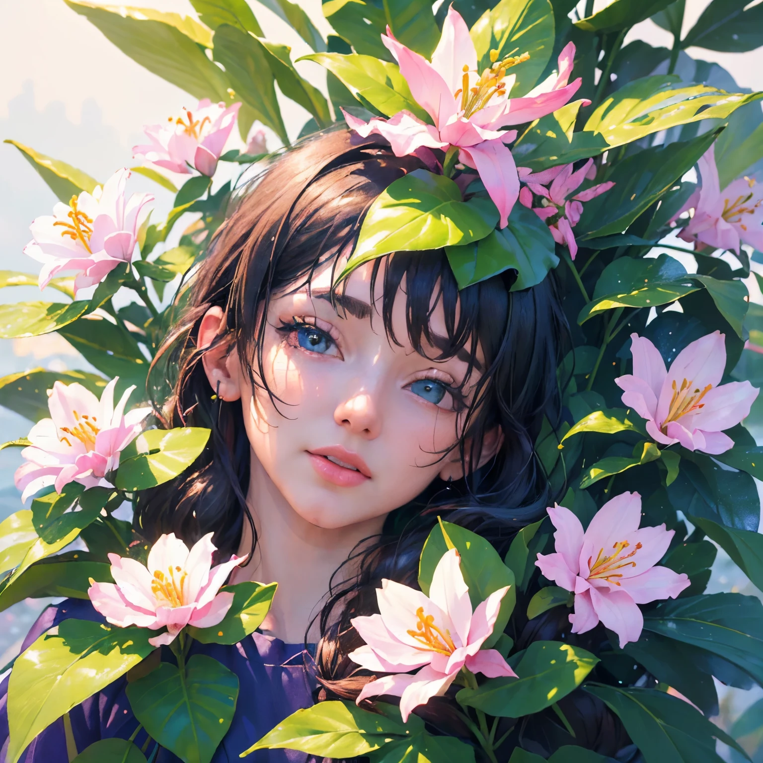 (best quality, 4k, 8k, highres, masterpiece:1.2),ultra-detailed, (realistic, photorealistic, photo-realistic:1.37), vibrant colors, Lilies, pink butterfly, purple petals, festivities, rectangle magnet, detailed stamen and pistil, delicate green leaves, starry background, soft lighting, ethereal atmosphere