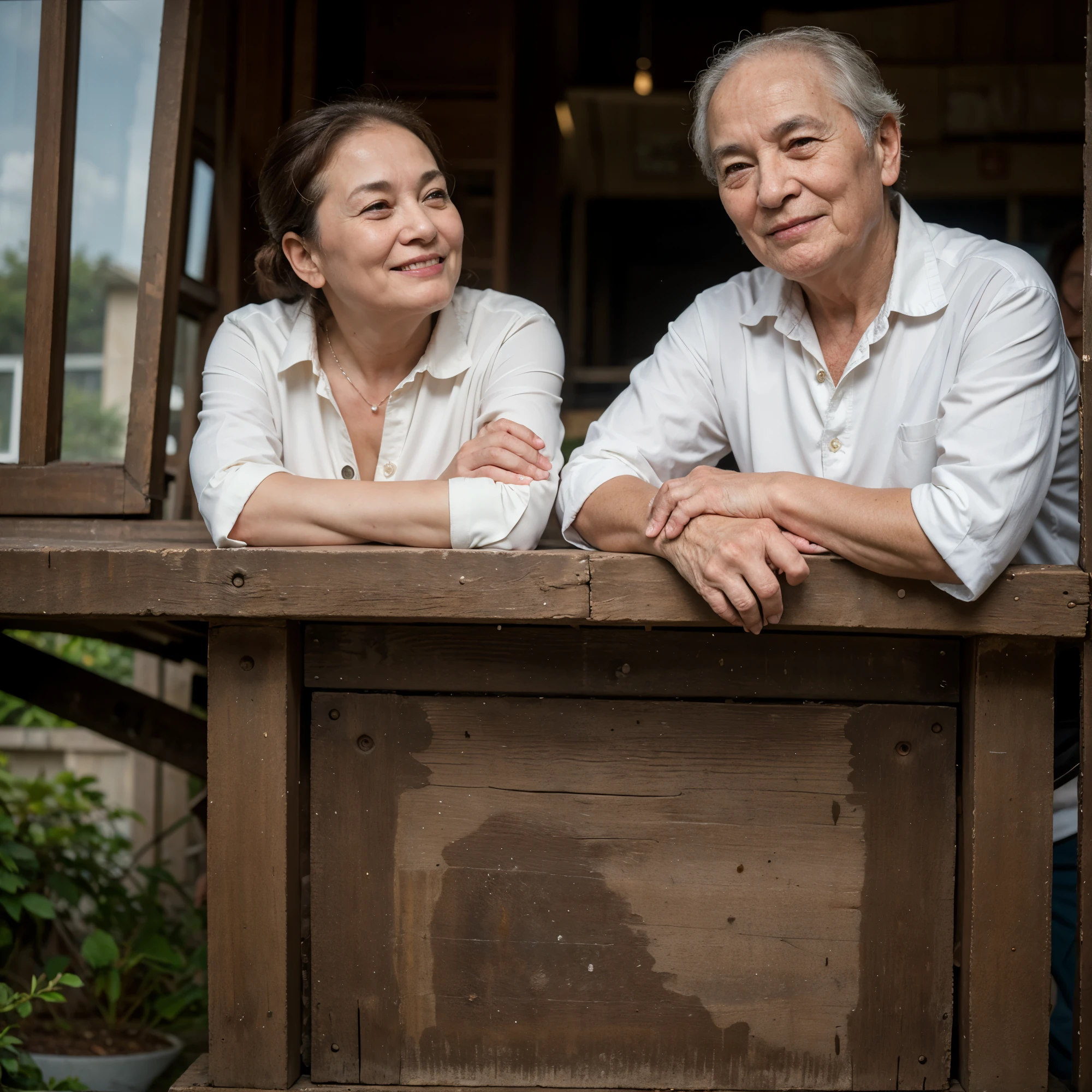 ((best quality)), ((masterpiece)), (detailed), Two kind old men，Grandpa and grandma，happy，serene，couple